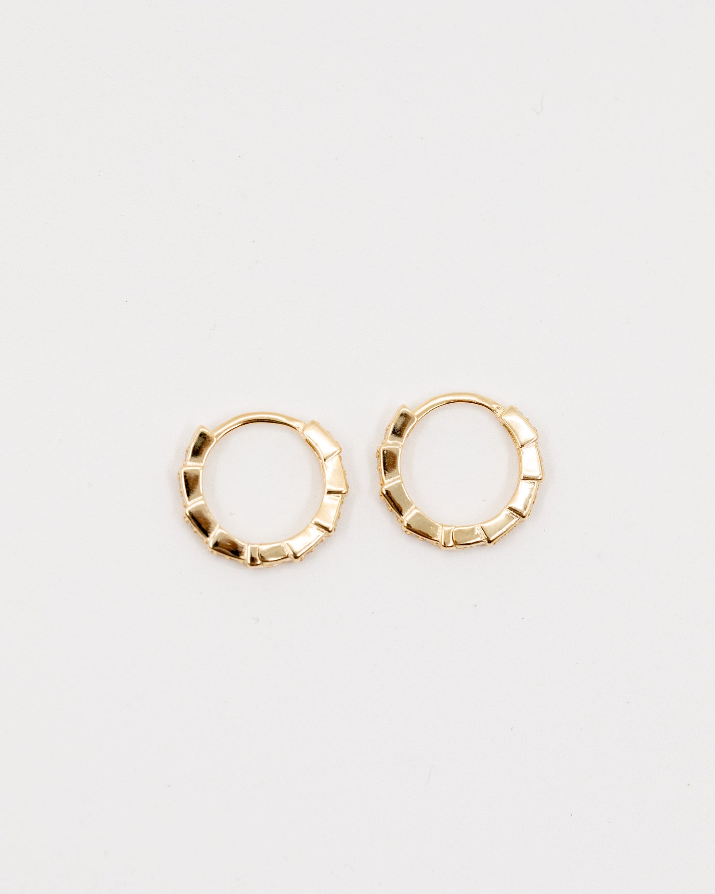 Diamond Scale Huggies in gold