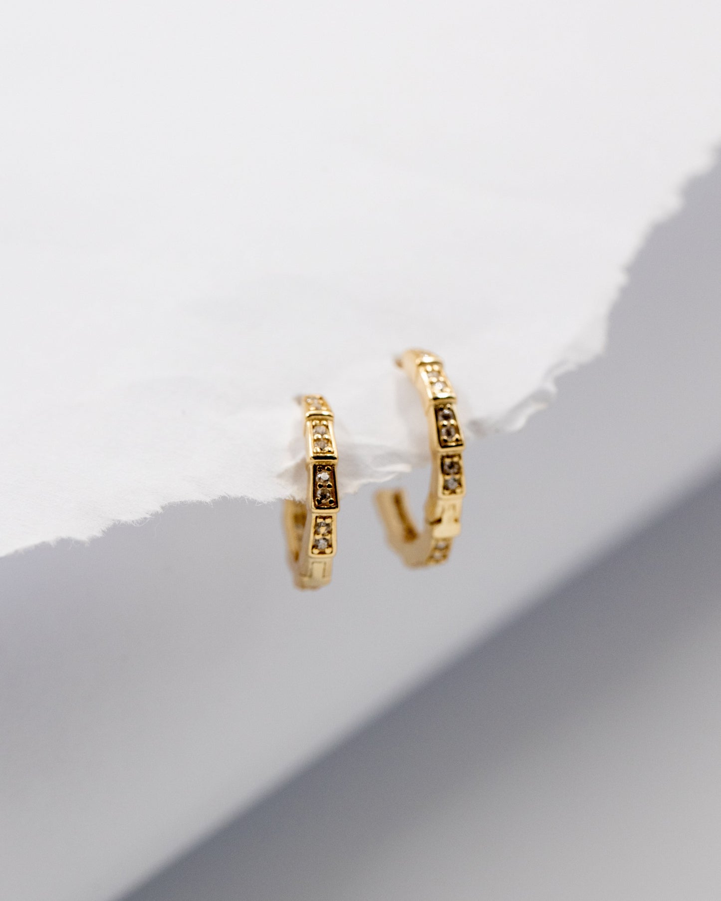 Diamond Scale Huggies in gold