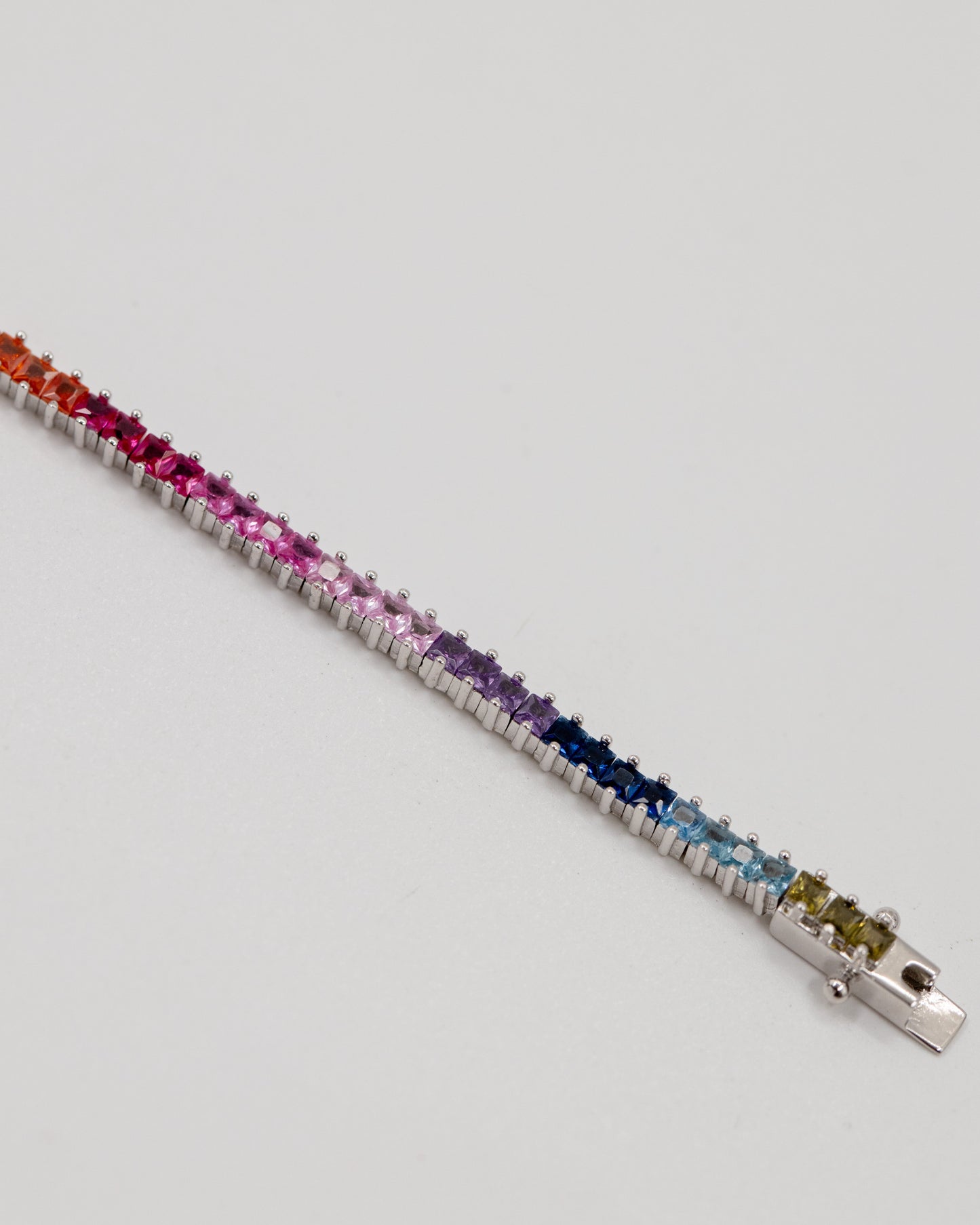 Rainbow tennis bracelet silver