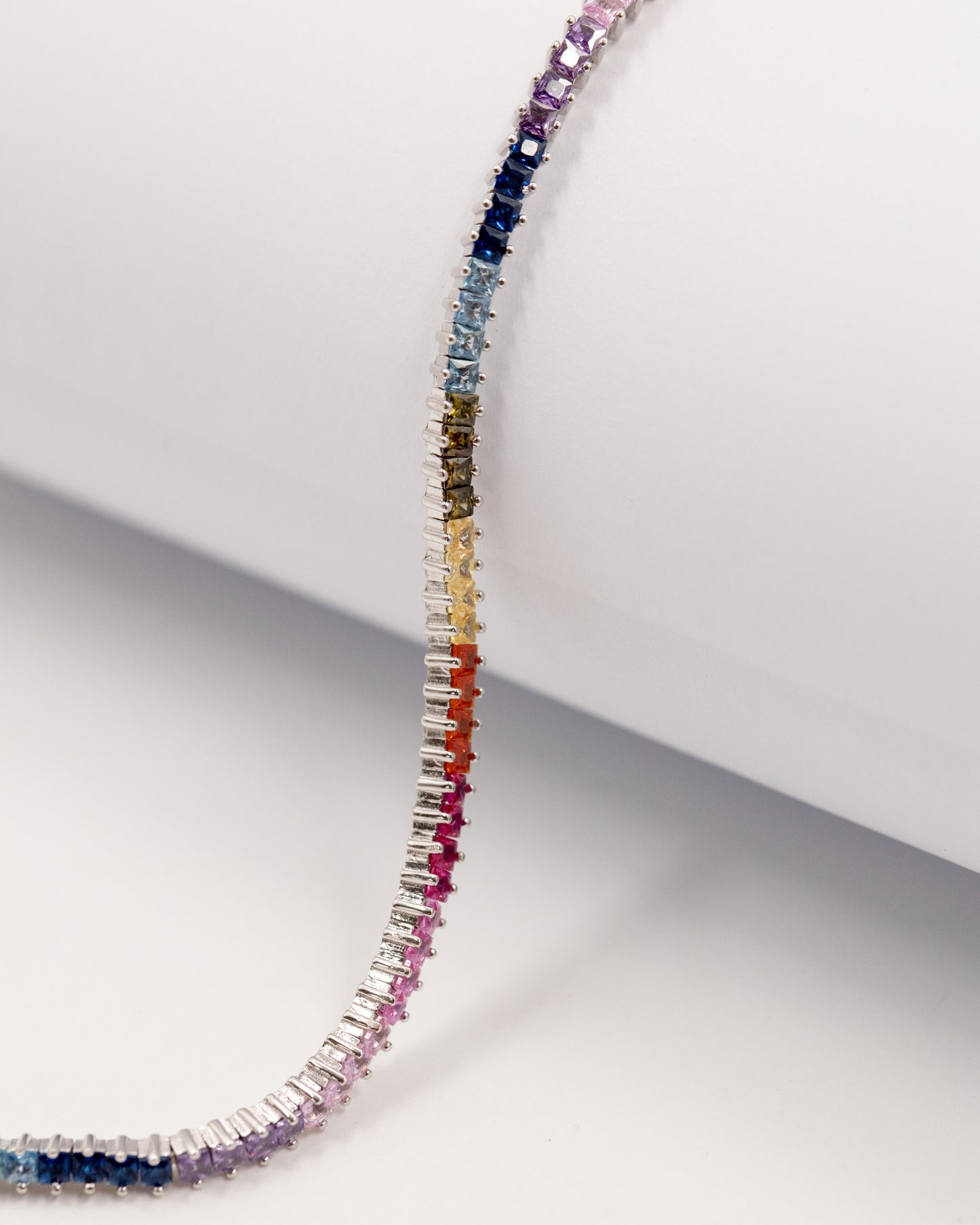 Rainbow tennis bracelet silver