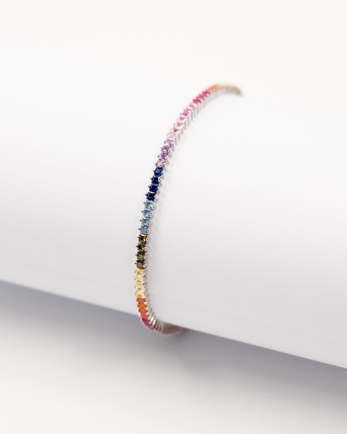 Rainbow tennis bracelet silver