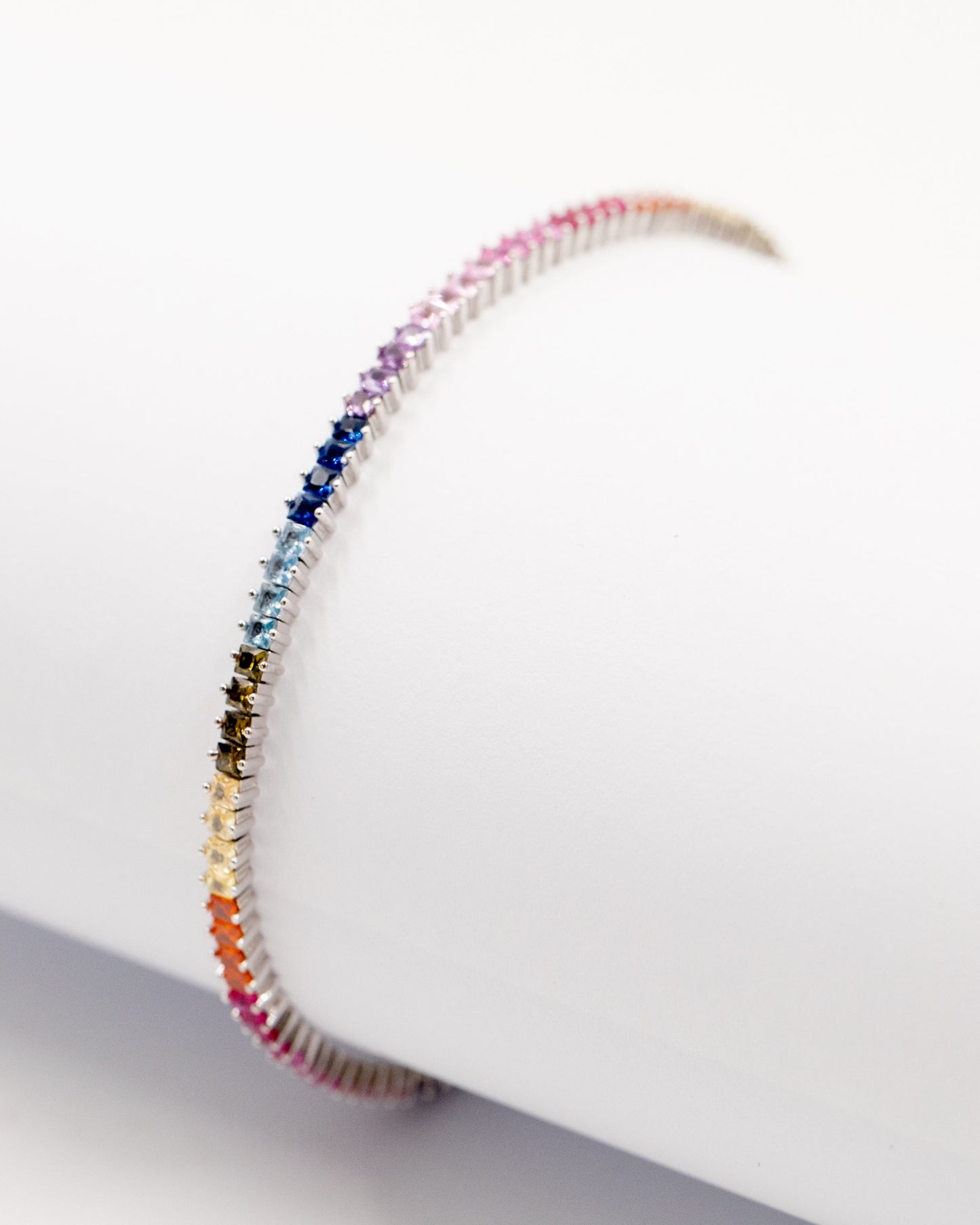 Rainbow tennis bracelet silver