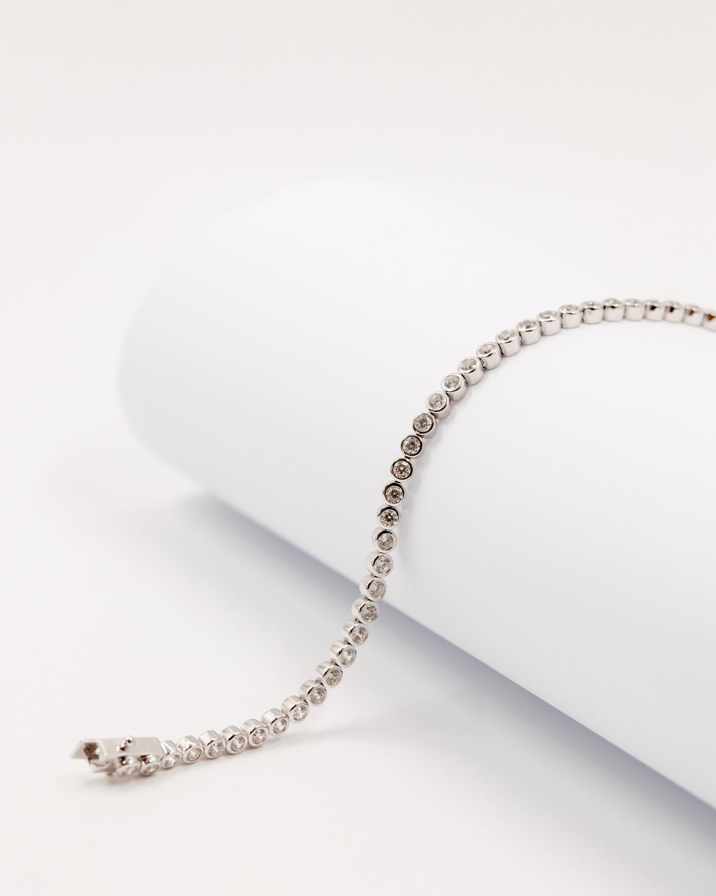 Diamond Pebbles Silver Tennis Bracelet