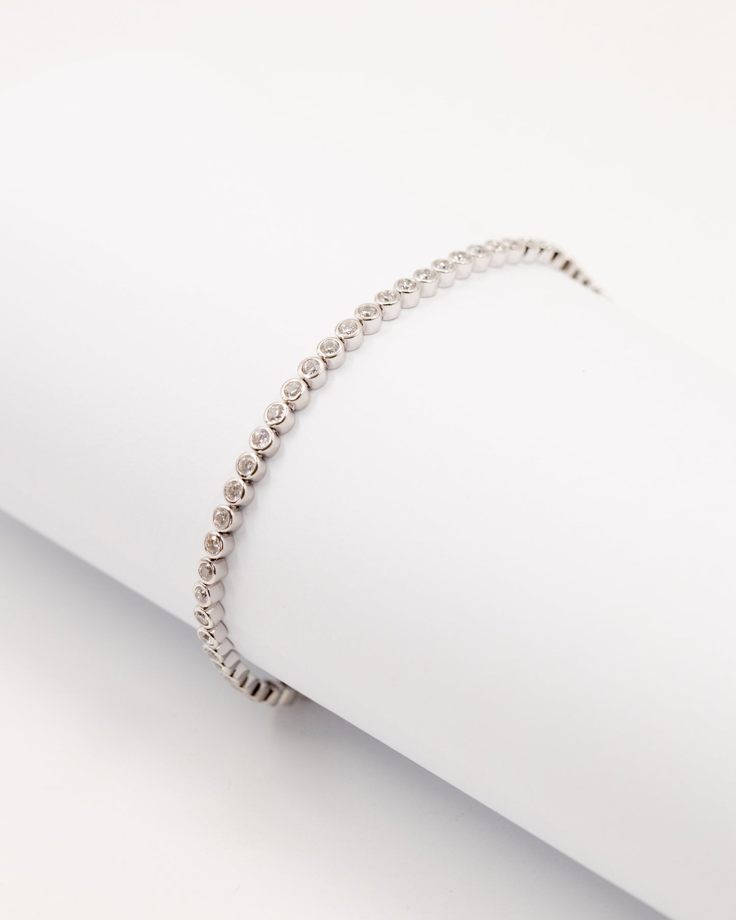 Diamond Pebbles Silver Tennis Bracelet