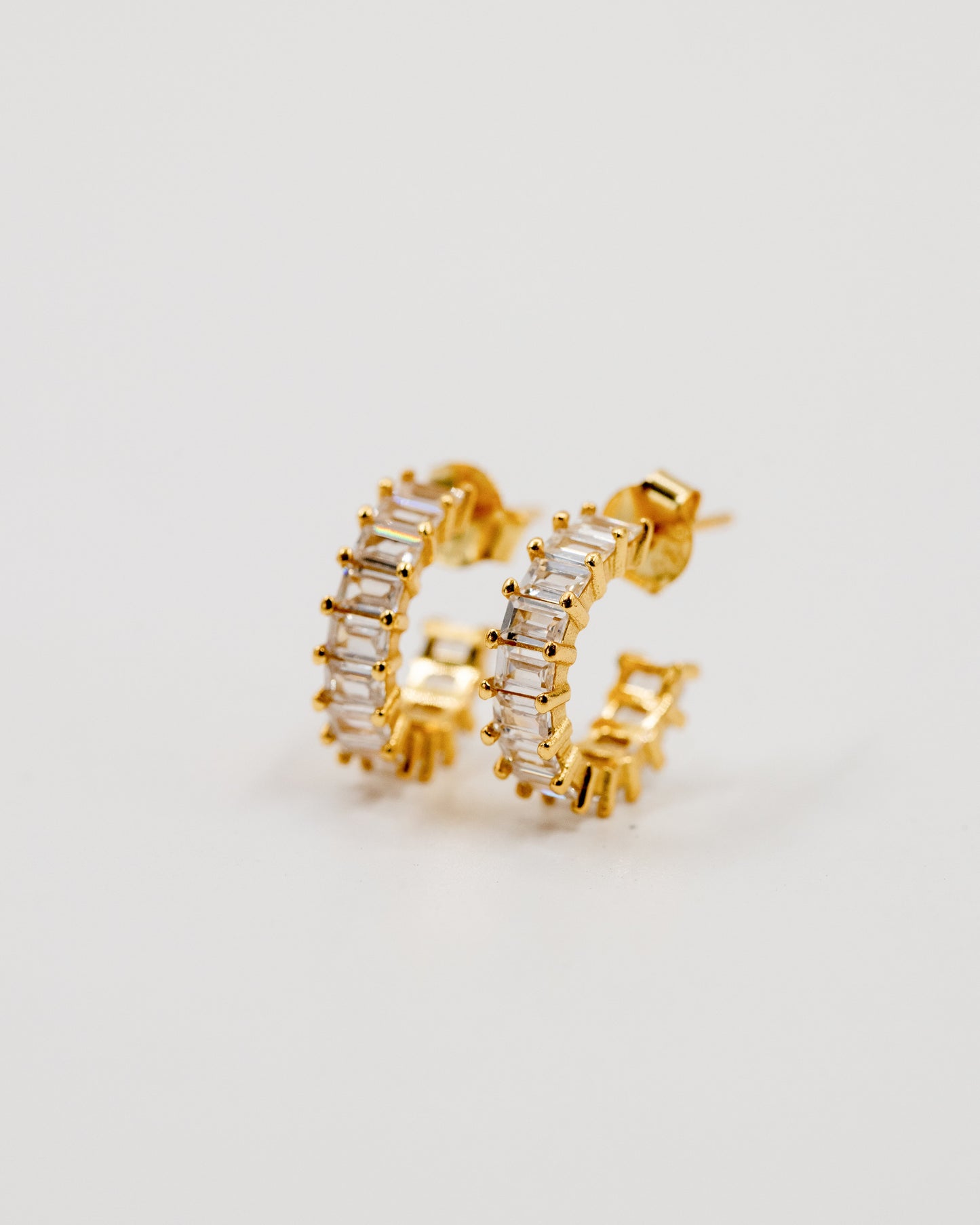 Baguette Hoop Earrings gold