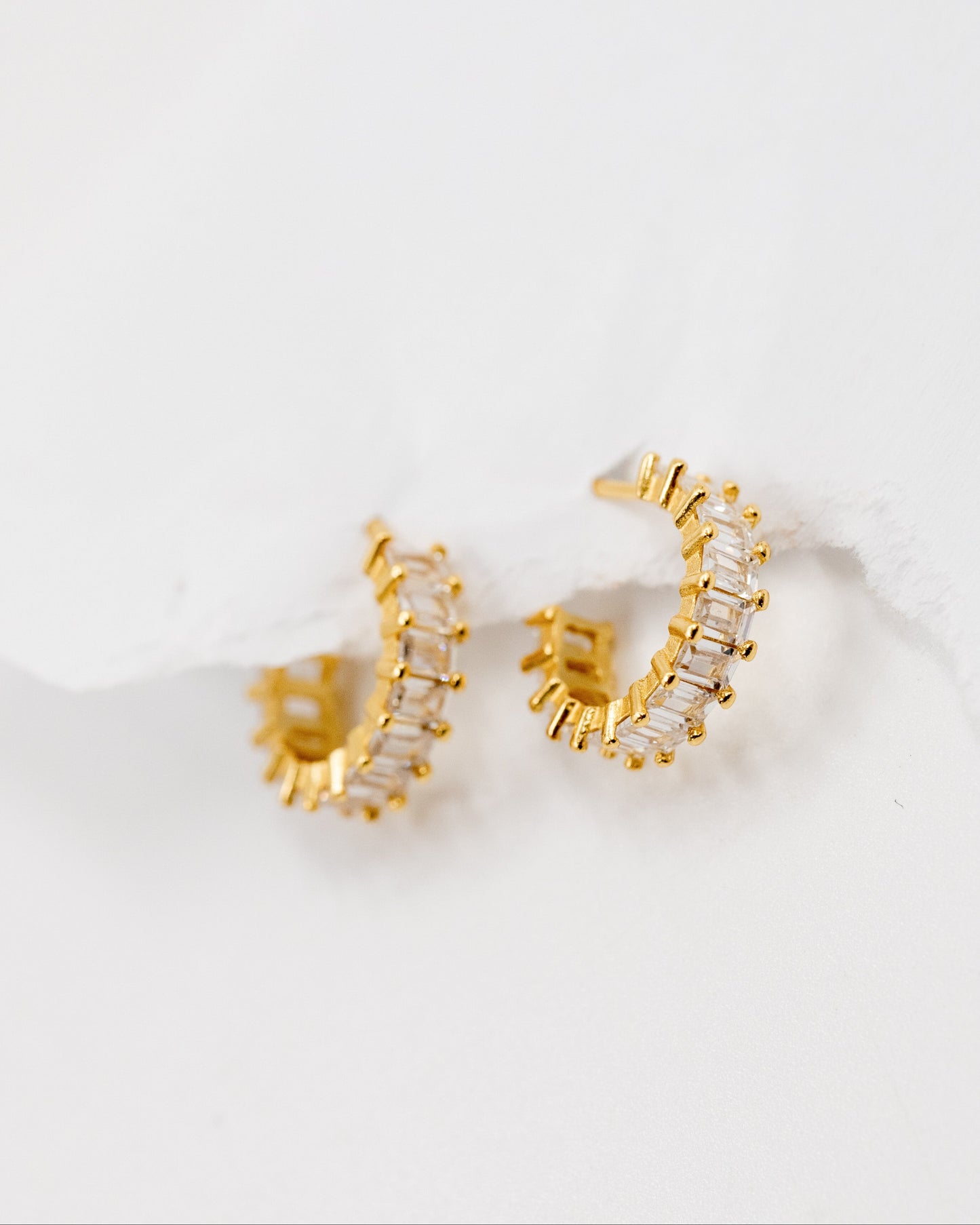 Baguette Hoop Earrings gold