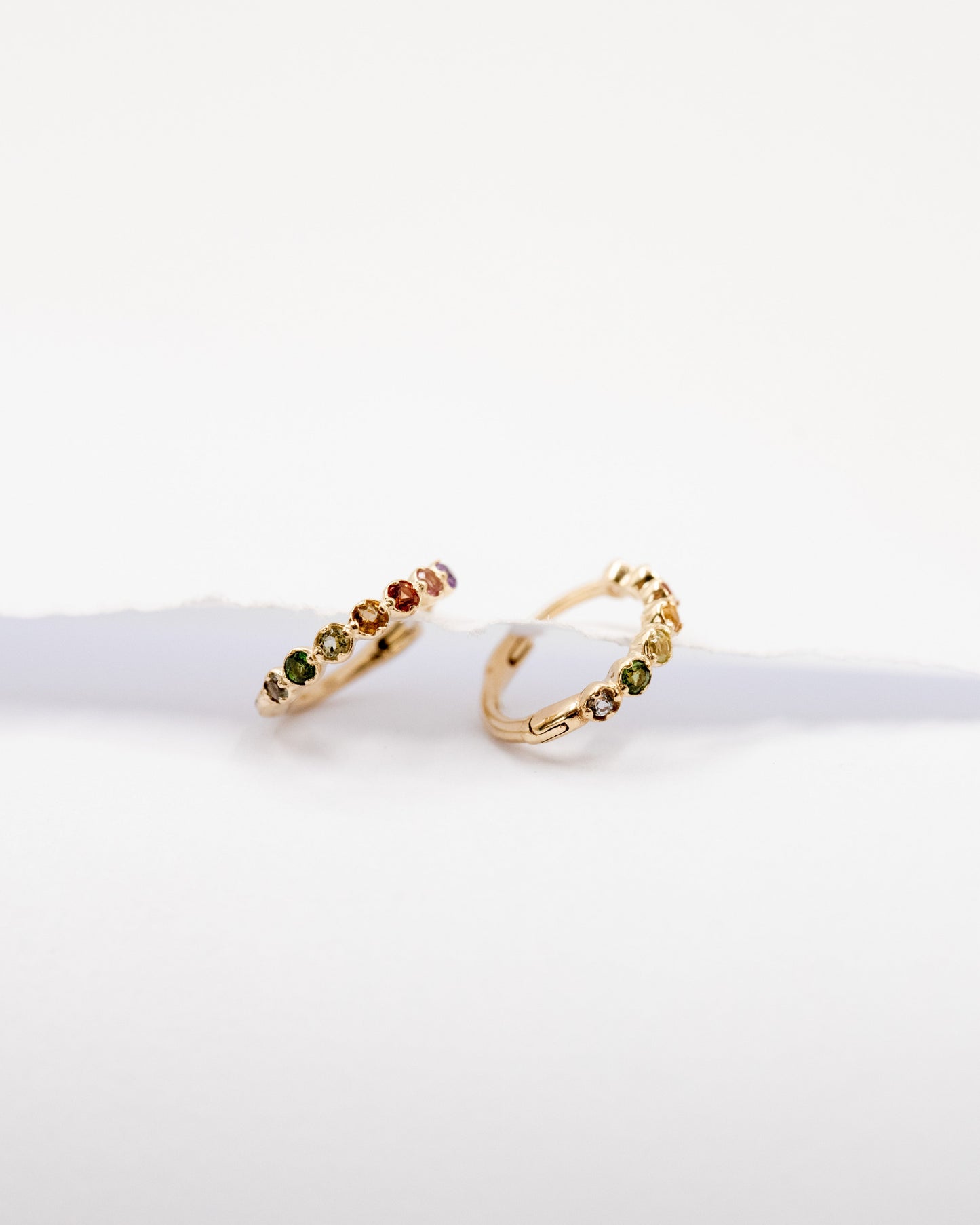 9kt gold Rainbow Huggie Earrings