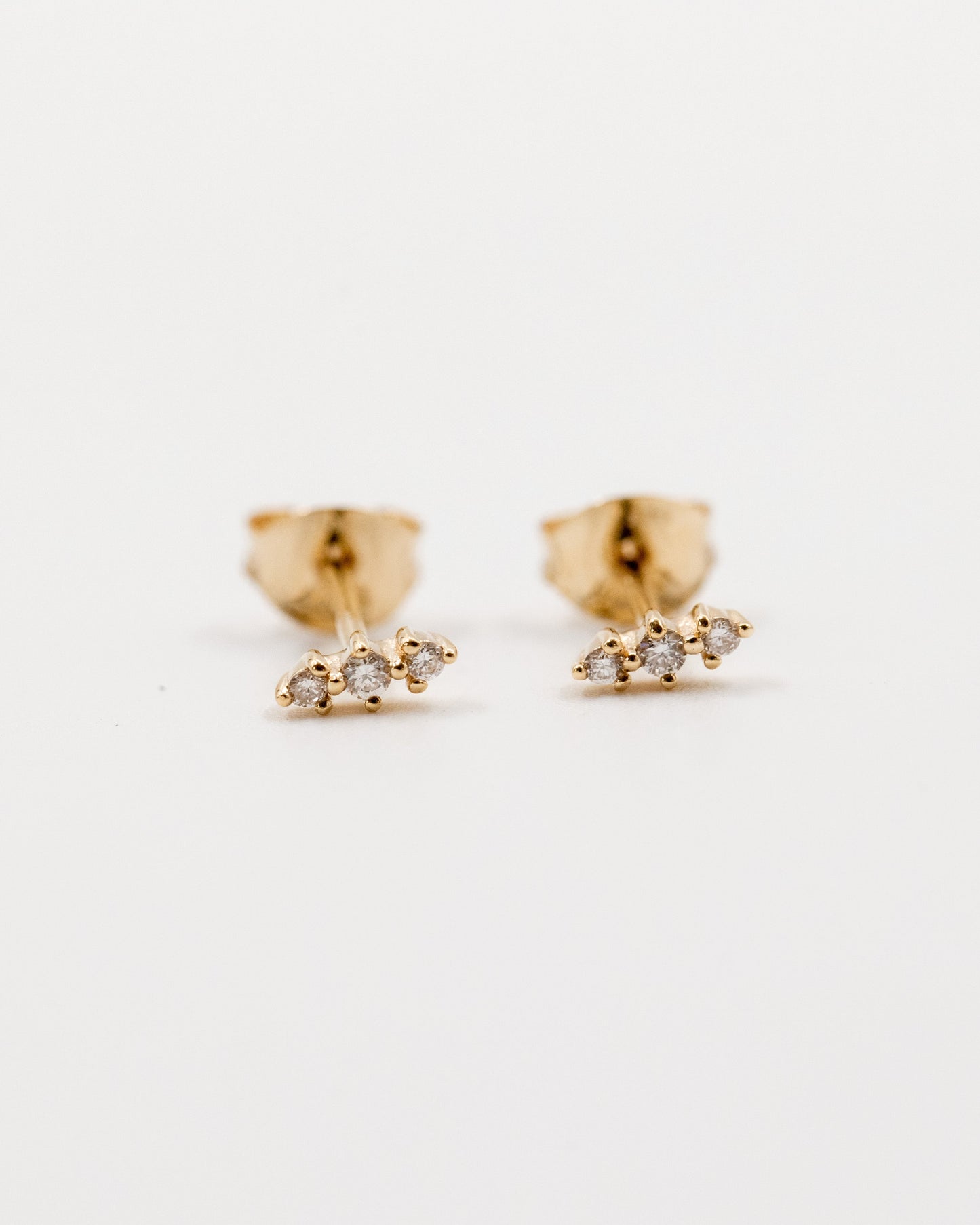 14kt gold diamond lane studs from La Kaiser Jewelry