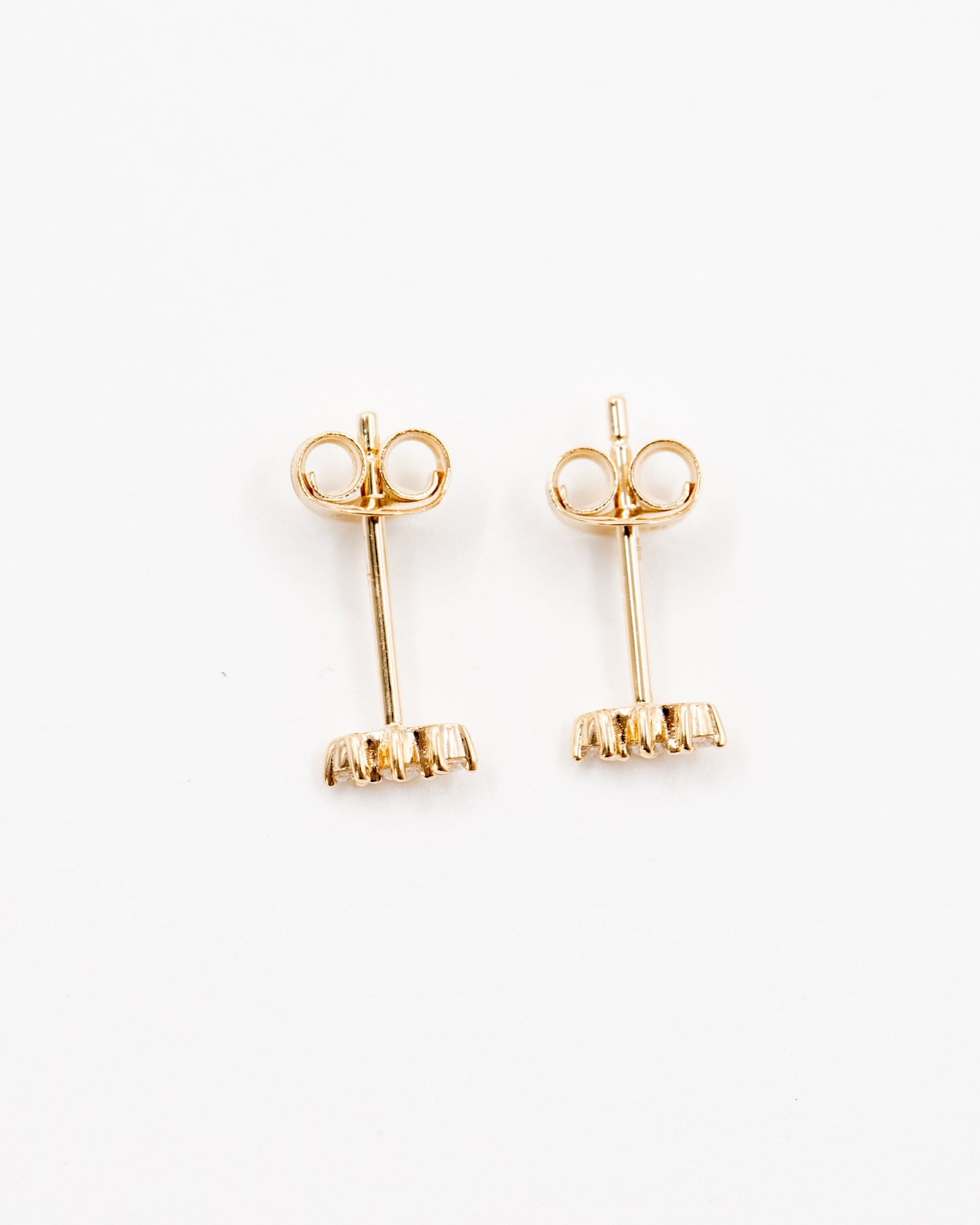 14kt gold diamond lane studs from La Kaiser Jewelry