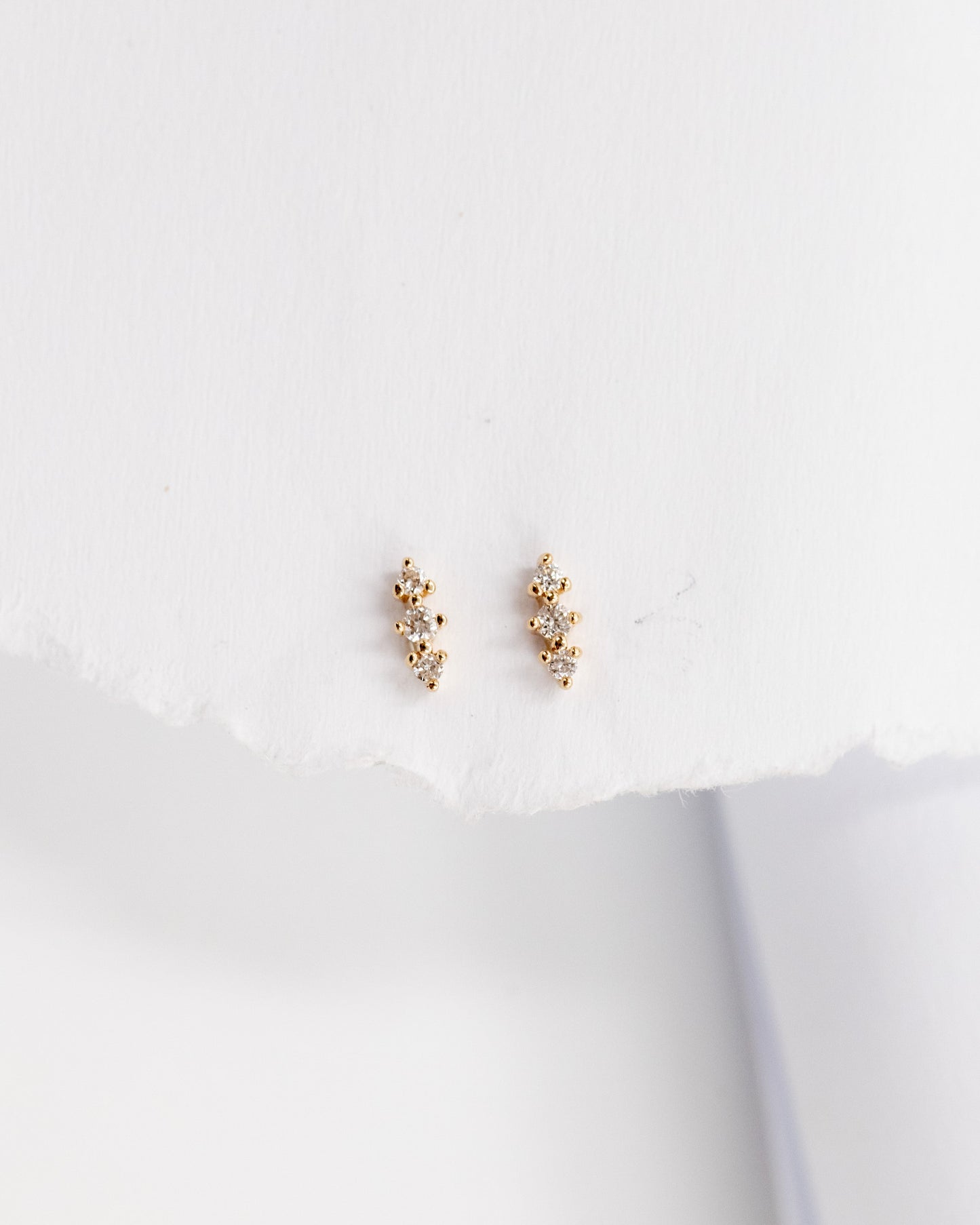 14kt gold diamond lane studs from La Kaiser Jewelry