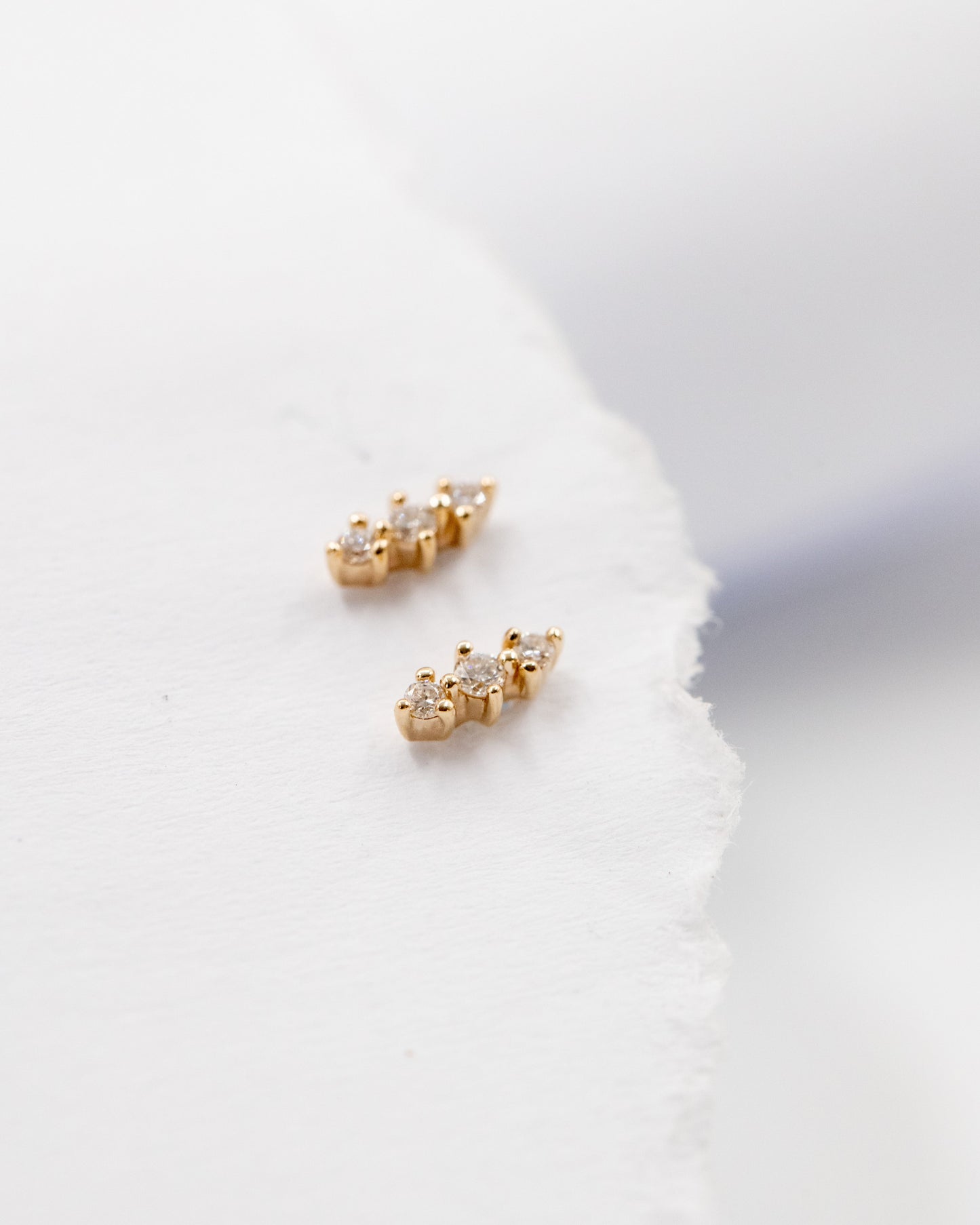 14kt gold diamond lane studs from La Kaiser Jewelry