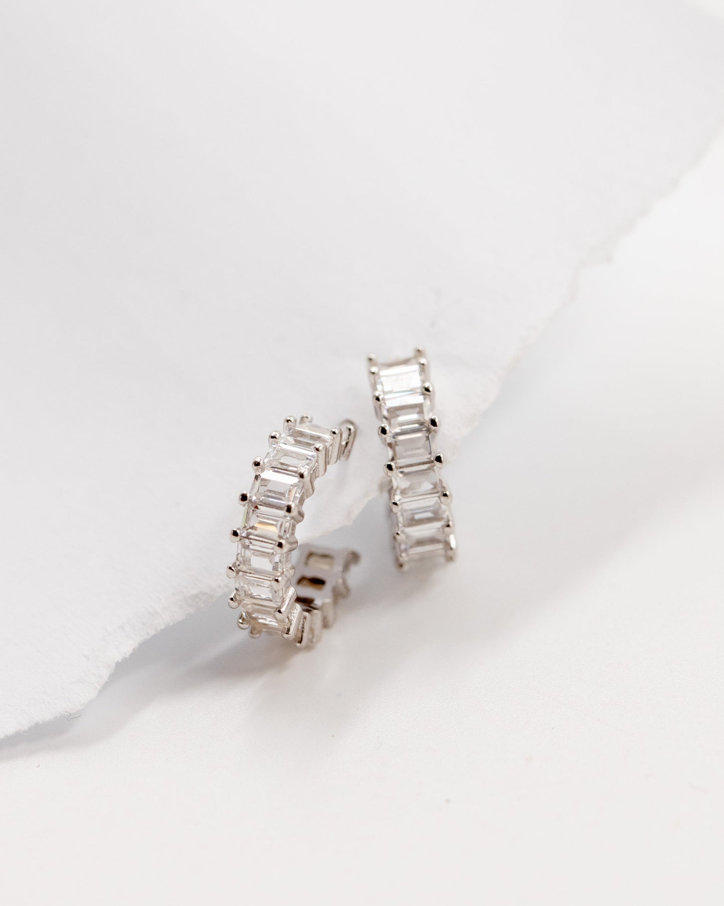 Baguette Hoop Earrings silver