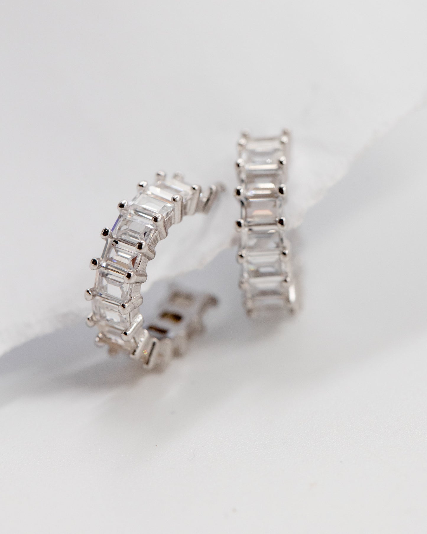 Baguette Hoop Earrings silver