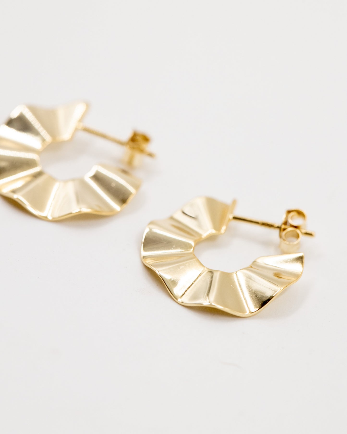 Gold Crinkle Cut Hoops Earrings