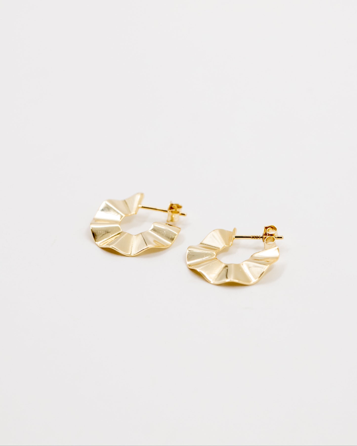 Gold Crinkle Cut Hoops Earrings