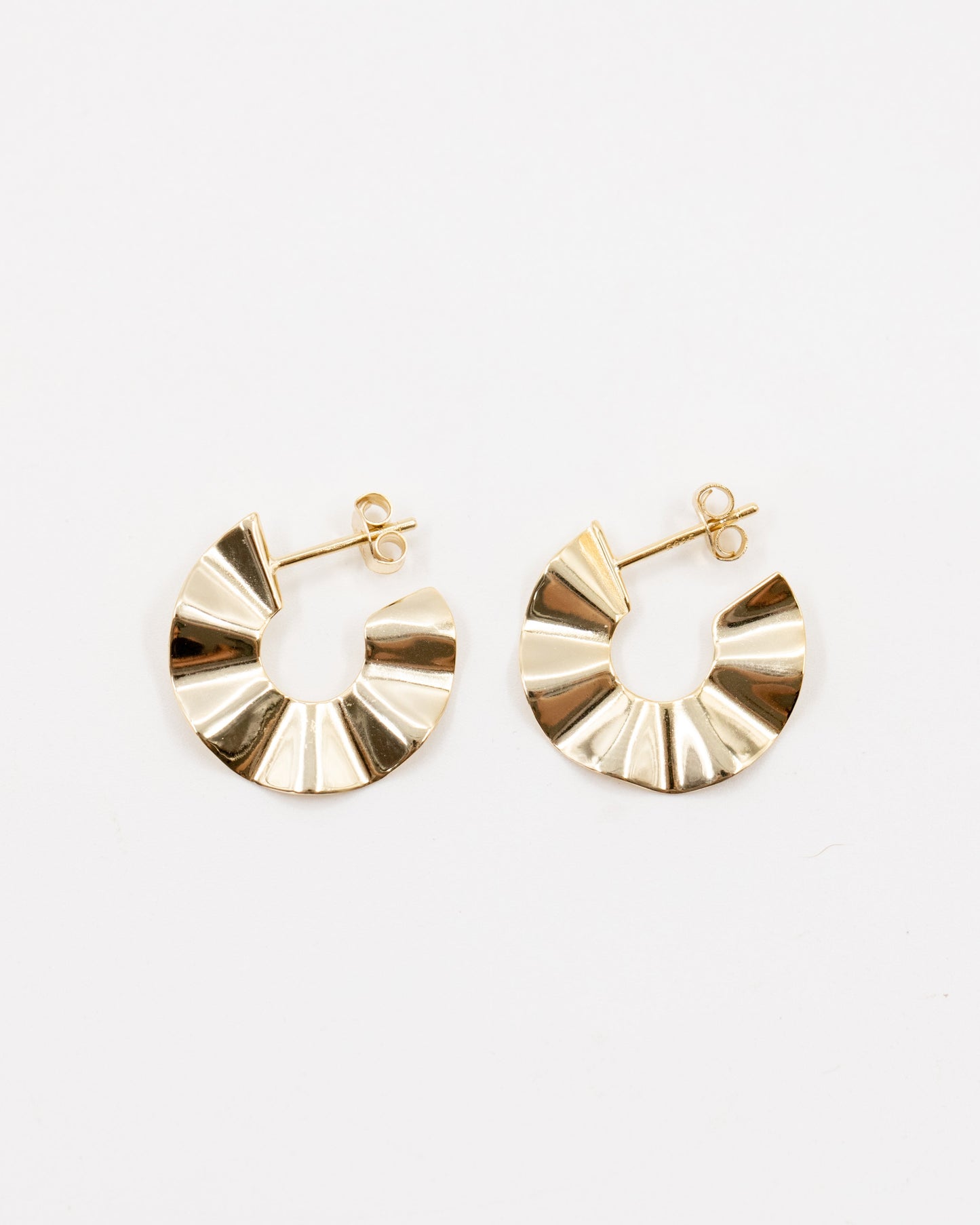 Gold Crinkle Cut Hoops Earrings