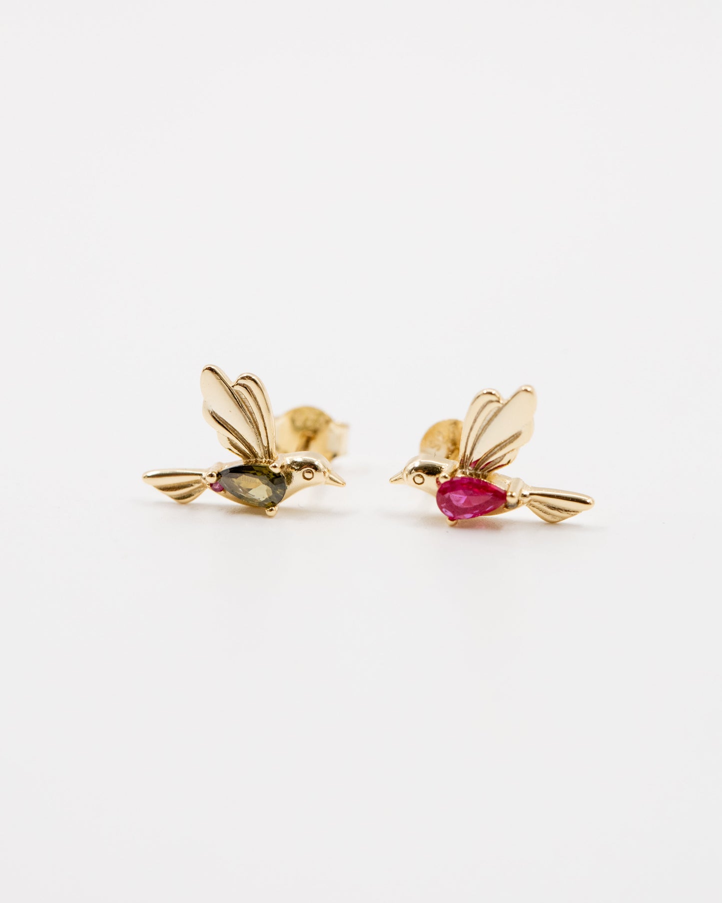 Gold Hummingbird Earrings Studs