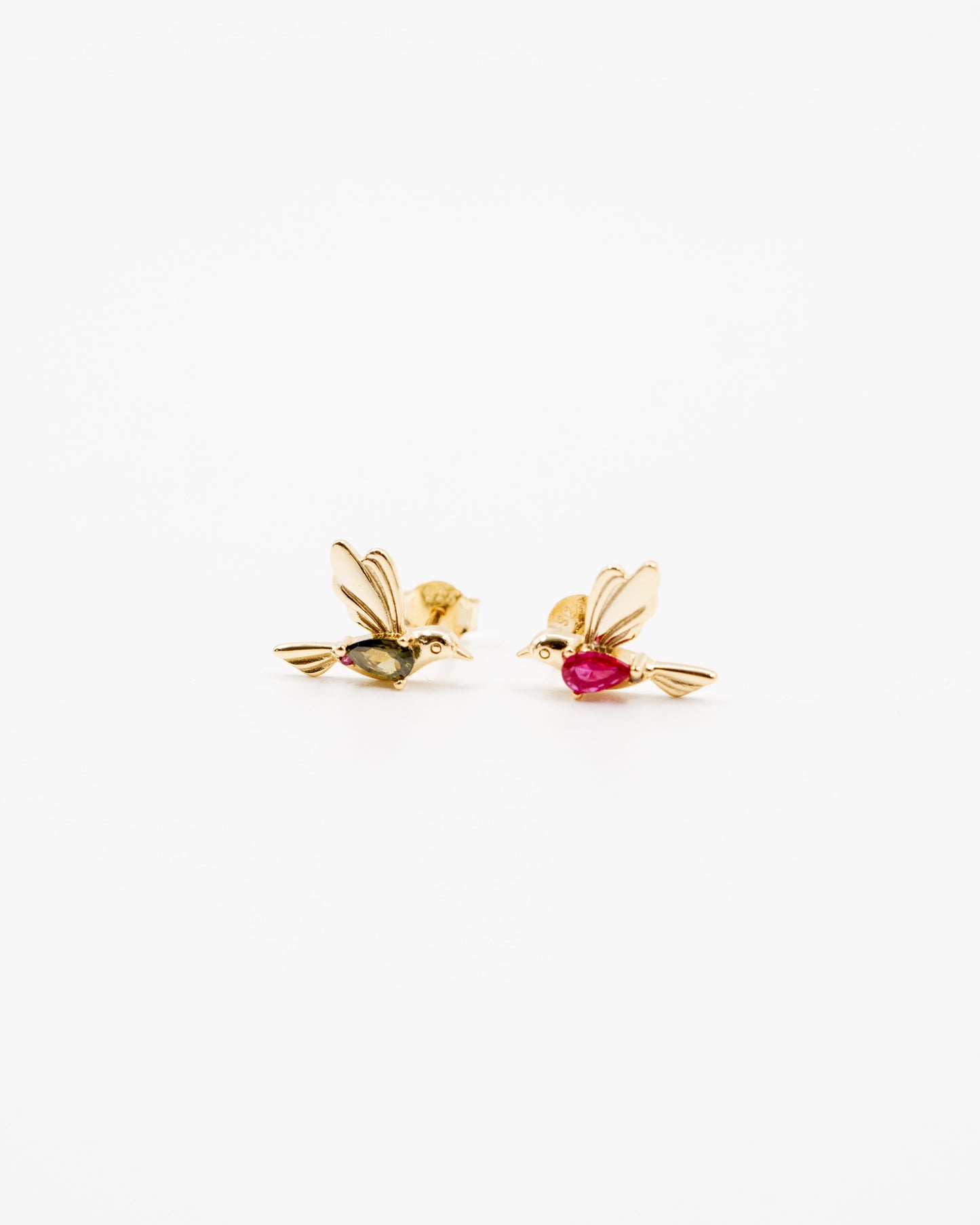 Gold Hummingbird Earrings Studs