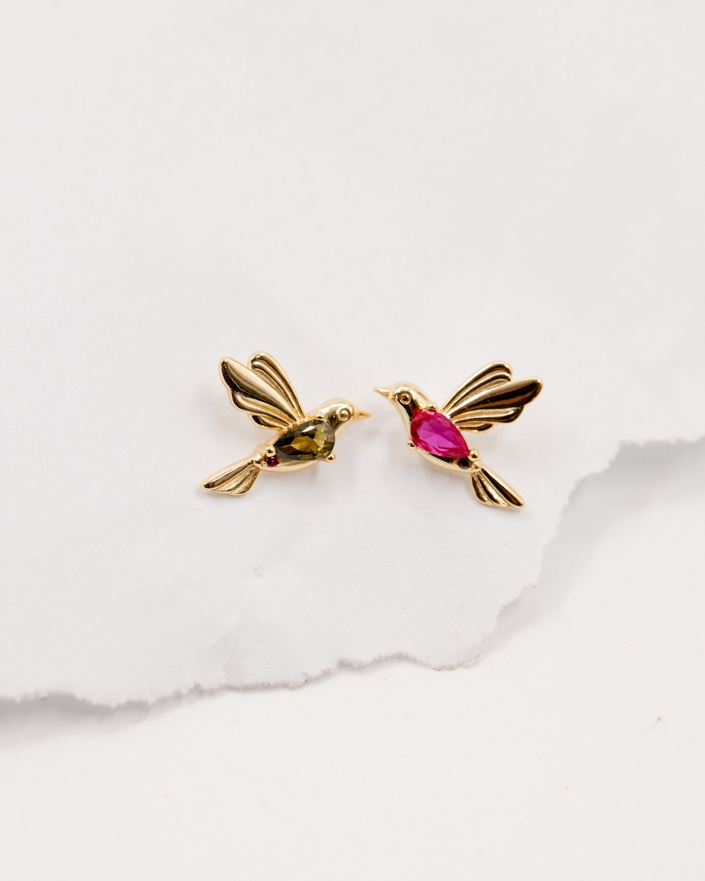 Gold Hummingbird Earrings Studs