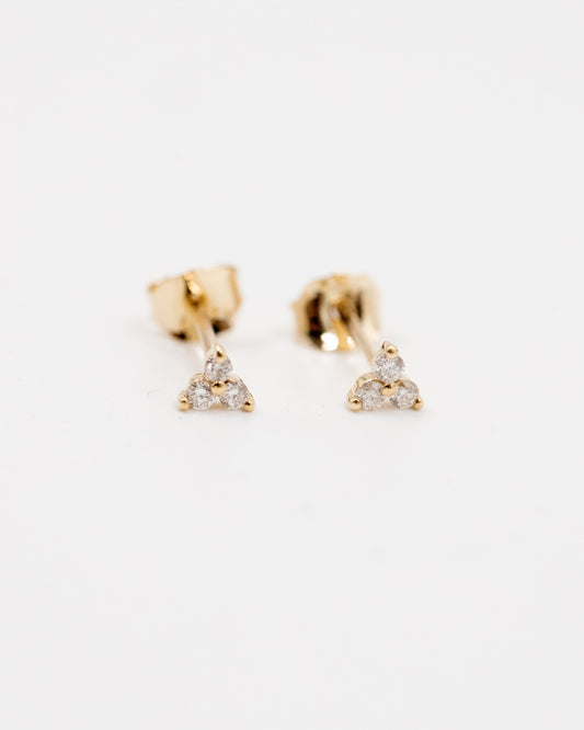 9ct gold diamond trio studs