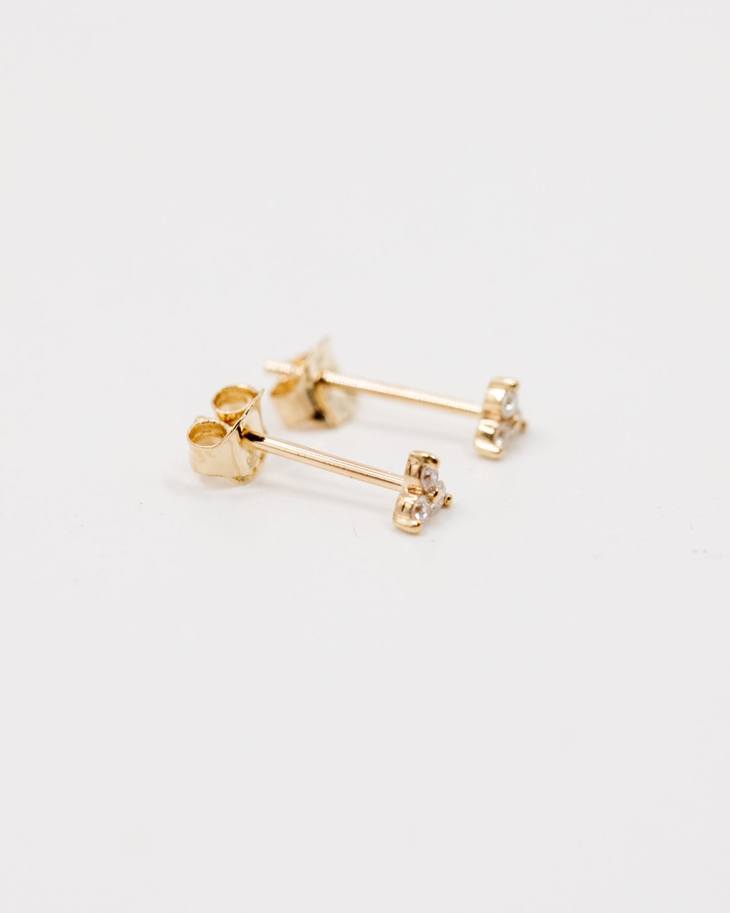 9ct gold diamond trio studs