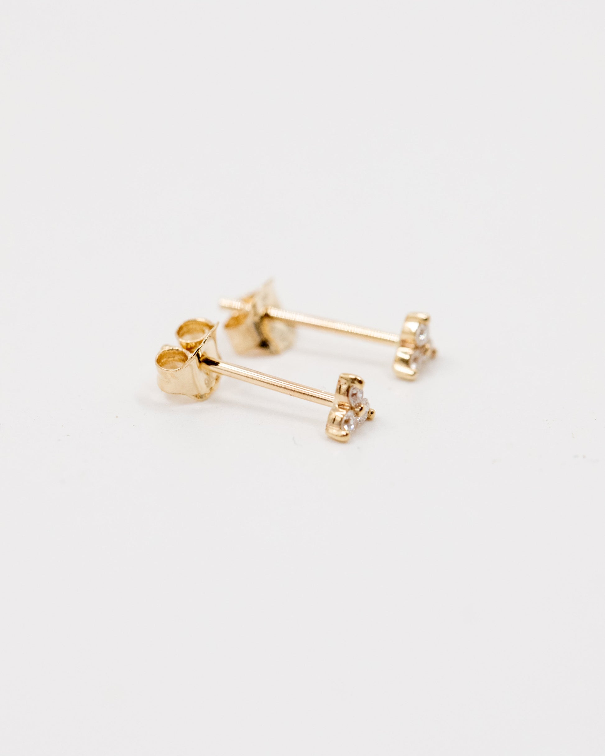 9ct gold diamond trio studs