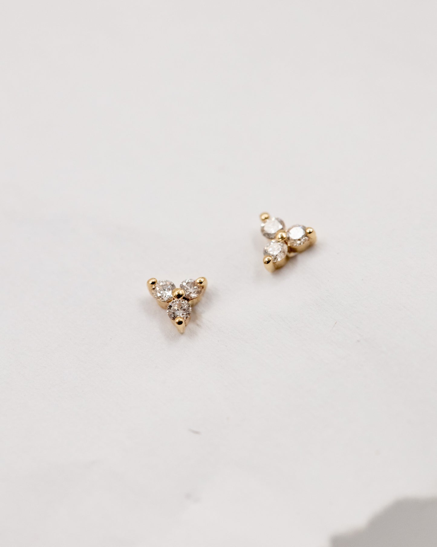 9ct gold diamond trio studs