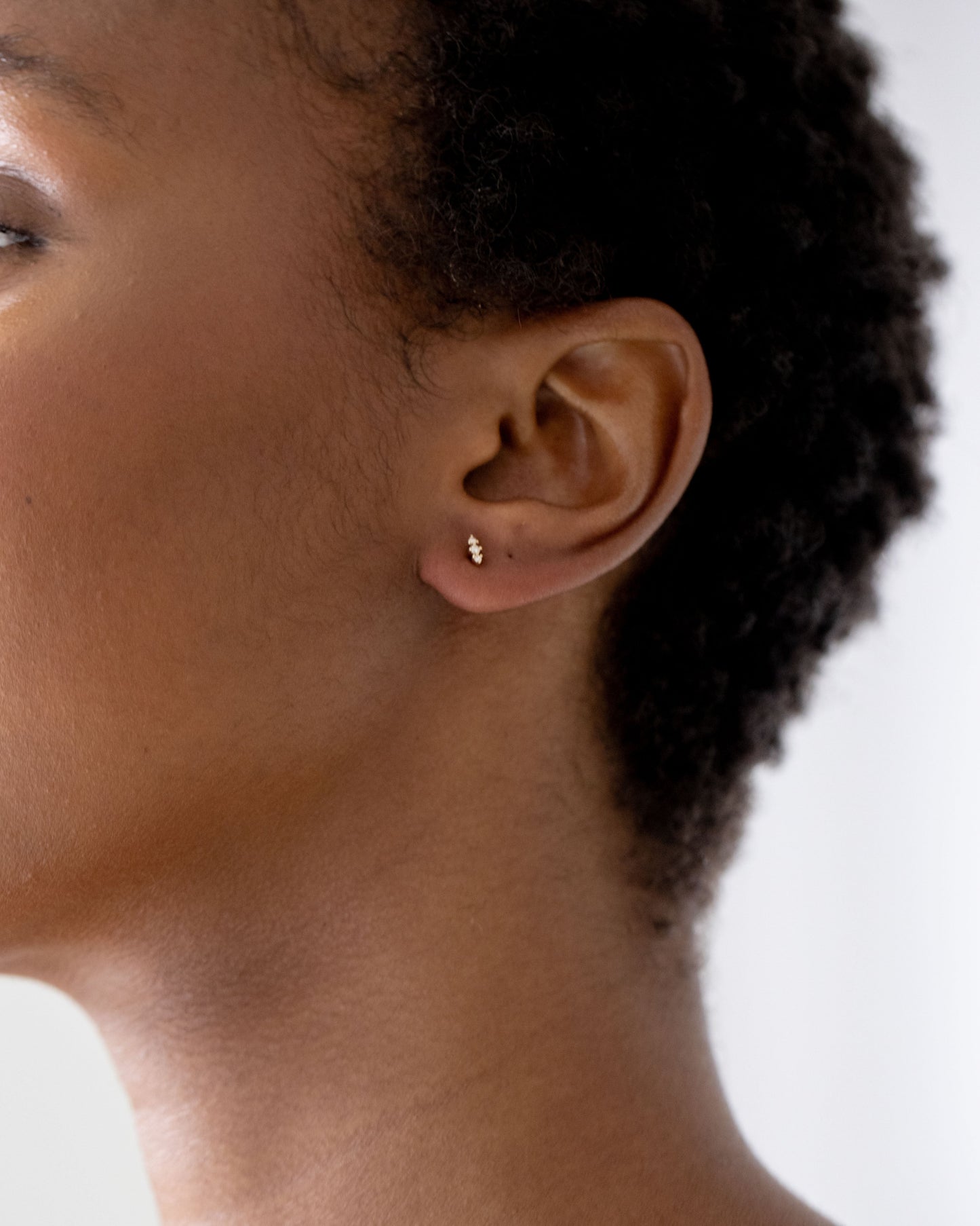 14kt gold diamond lane studs from La Kaiser Jewelry
