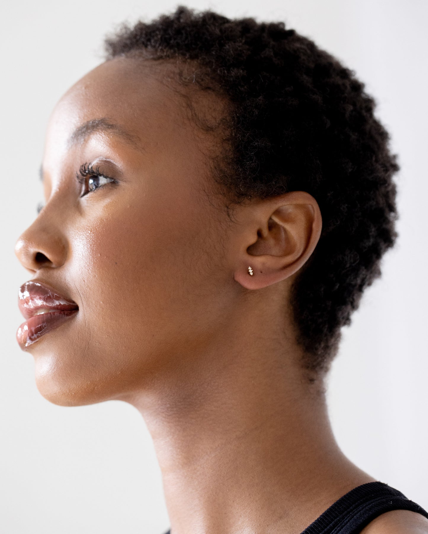 14kt gold diamond lane studs from La Kaiser Jewelry