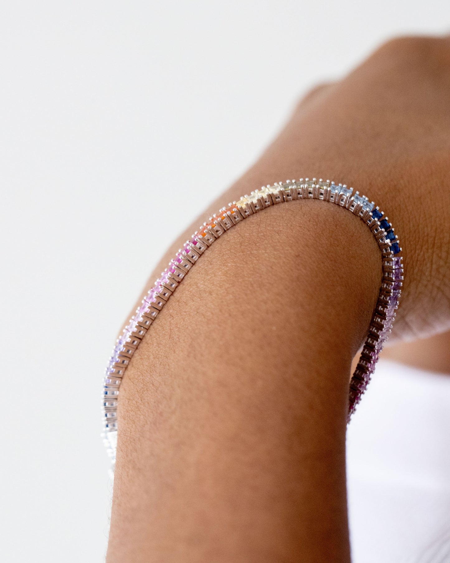 Rainbow tennis bracelet silver