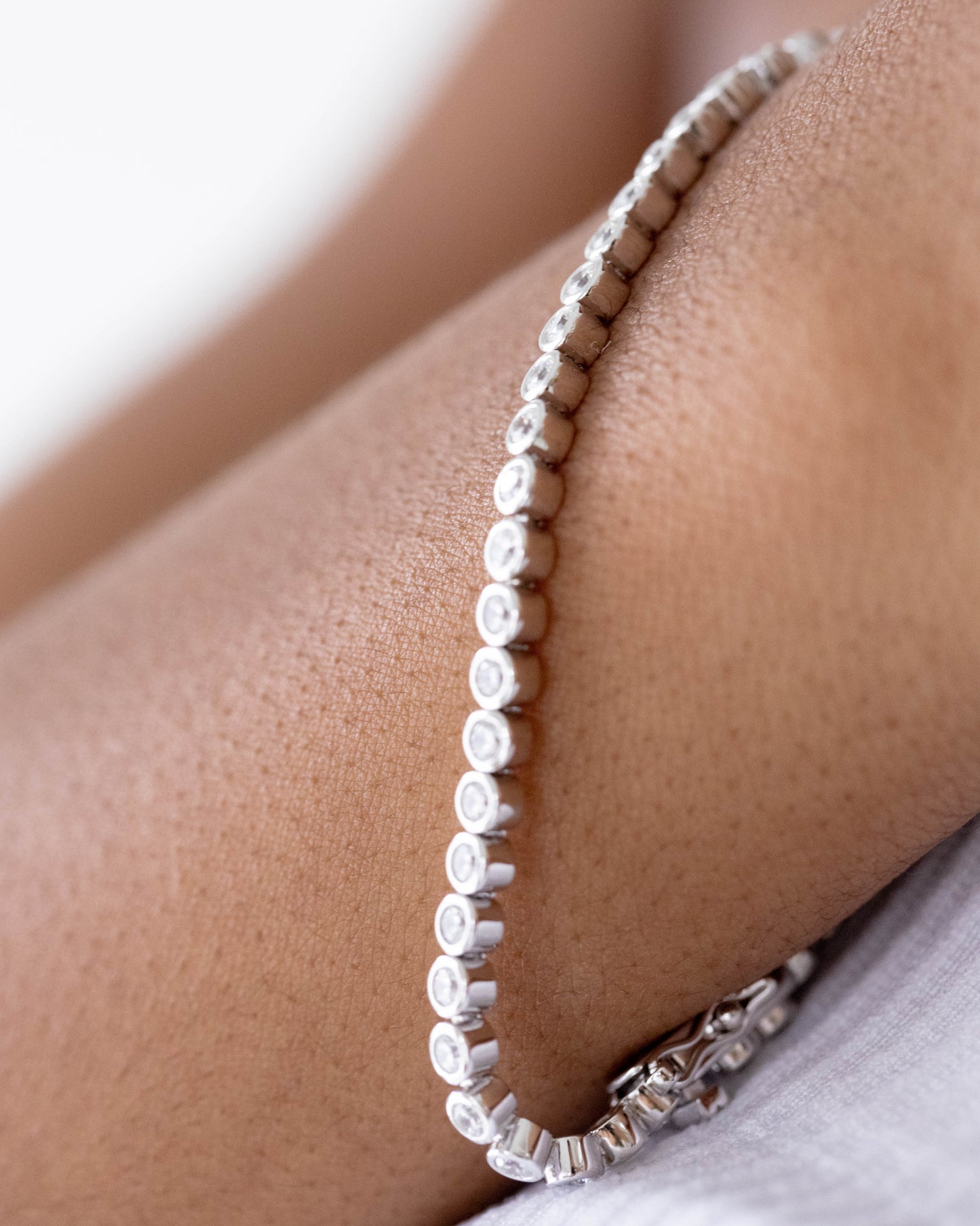 Diamond Pebbles Silver Tennis Bracelet
