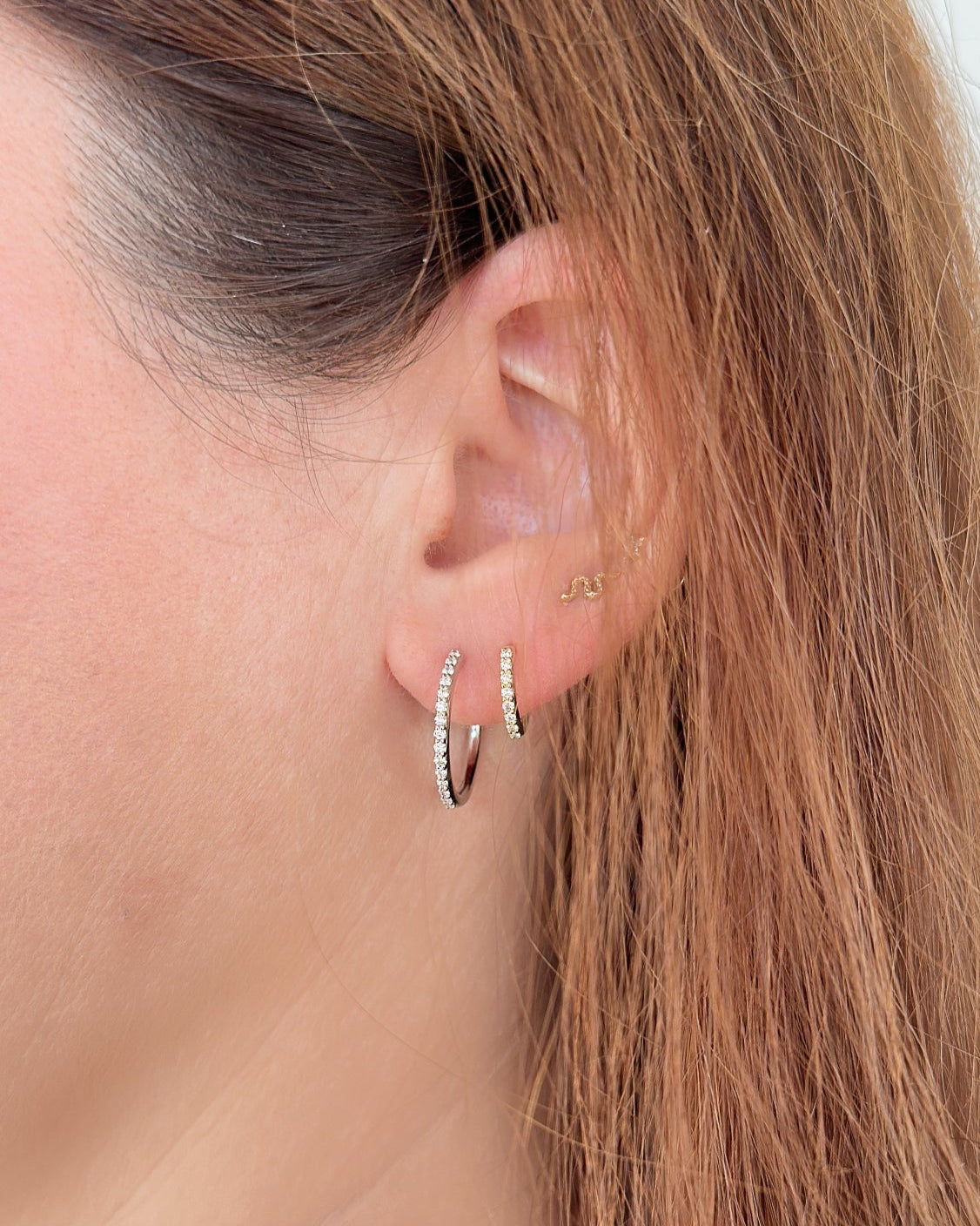 9ct gold diamond Hoops earrings