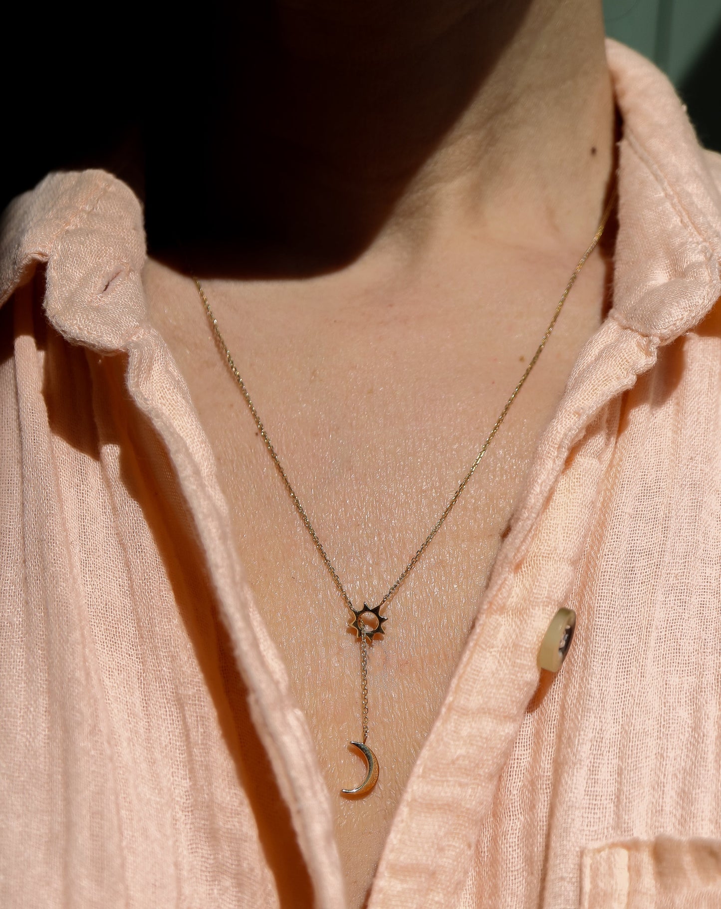 9ct gold Sun and Moon Lariat Necklace