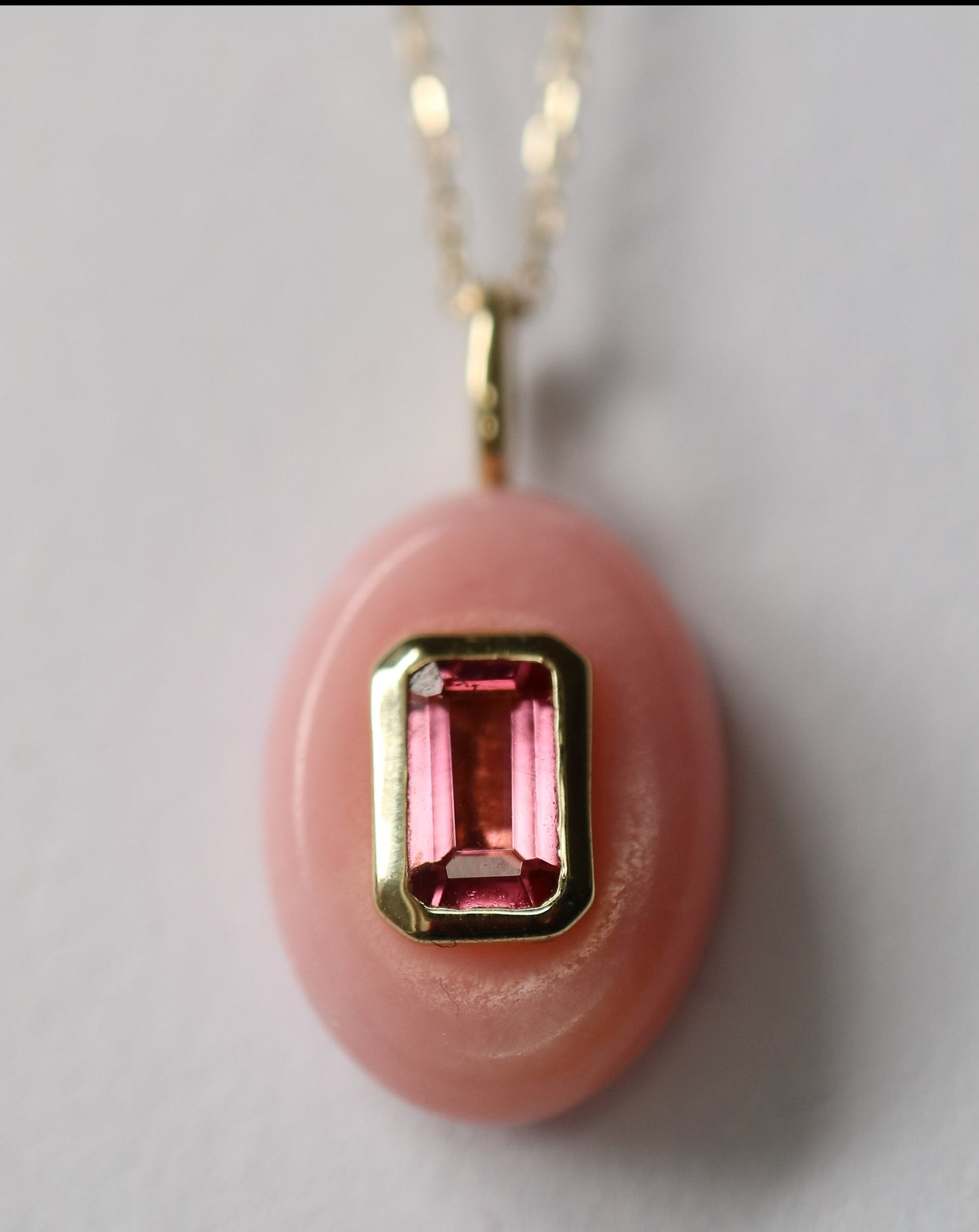 9ct gold and pink tourmaline pendant by Collective & Co.