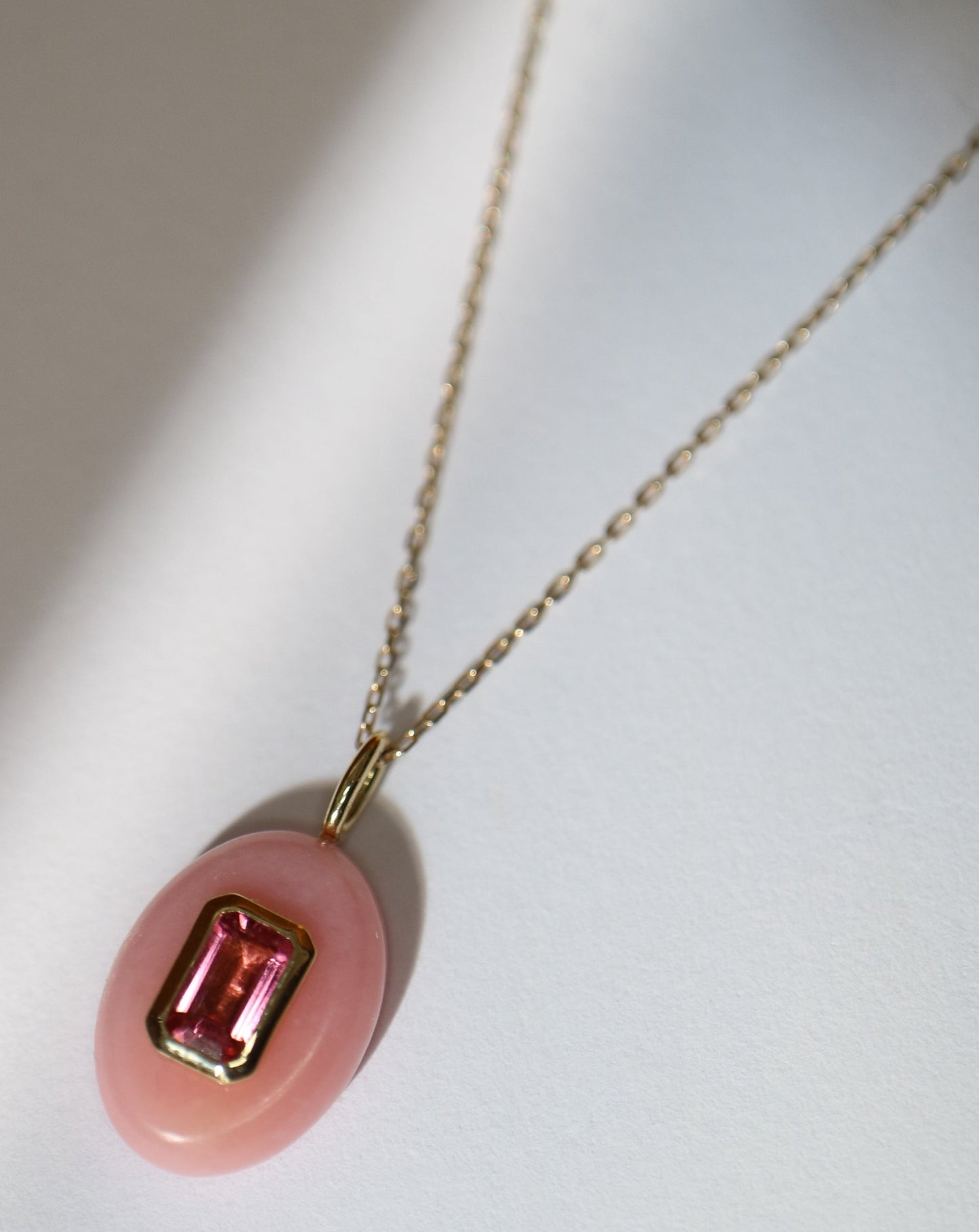9ct gold and pink tourmaline pendant by Collective & Co.