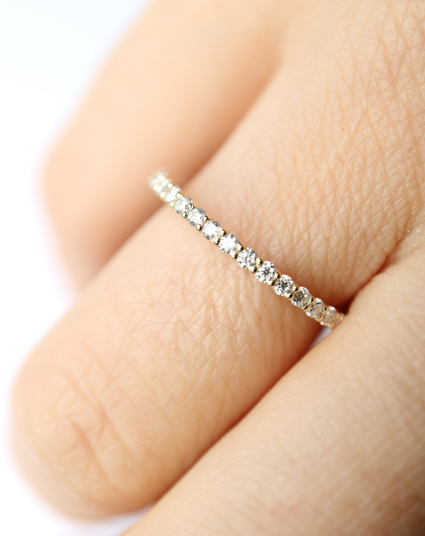 9ct gold Moissanite Half Eternity Ring Band