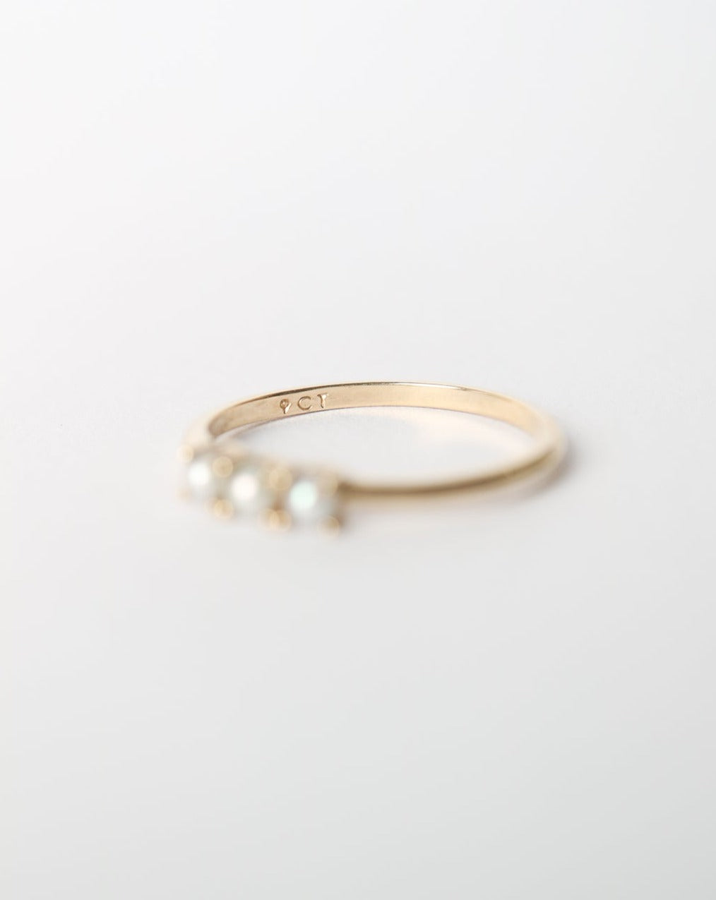 9ct gold Pearl Trinity Ring from Biophilia Jewellery
