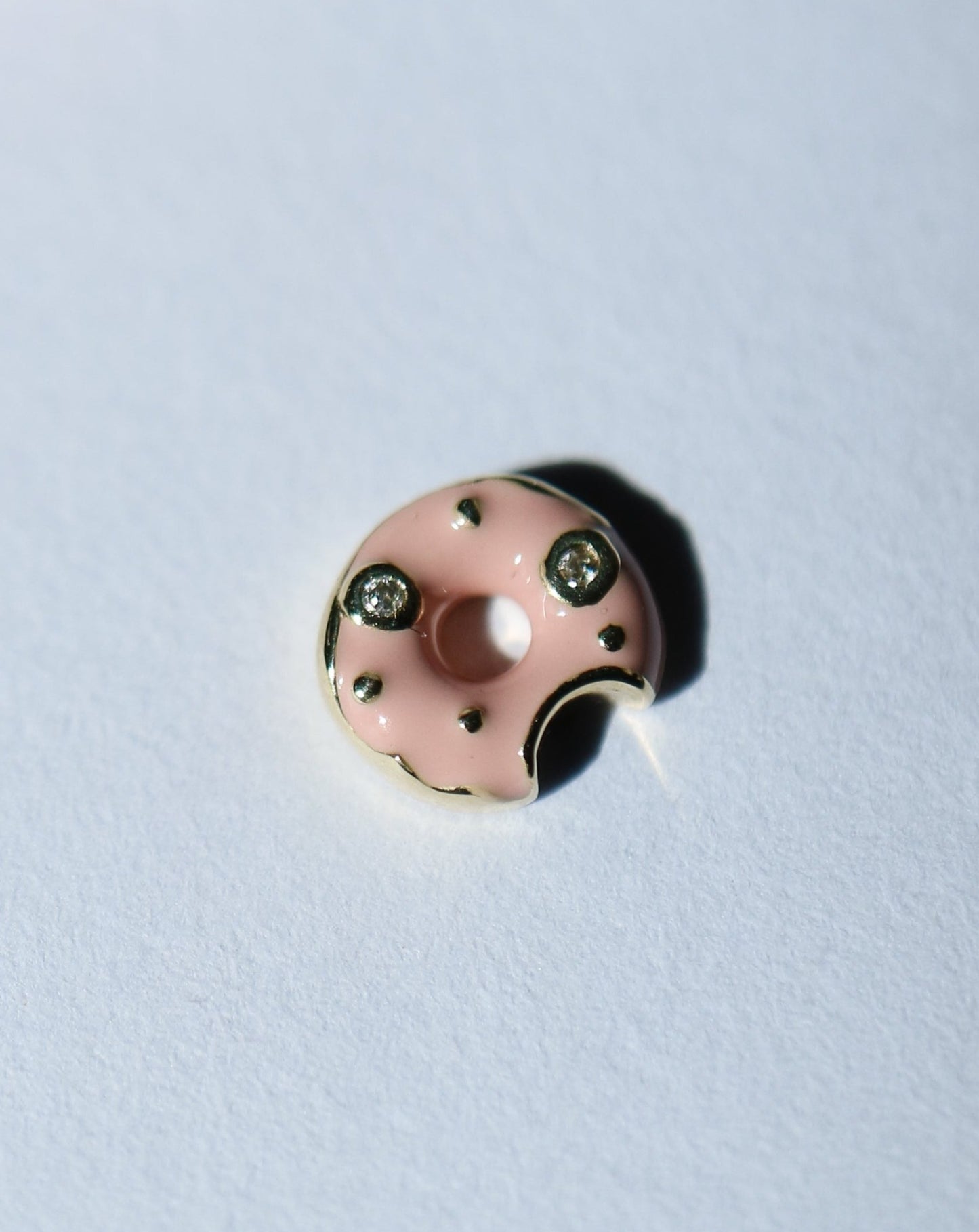 9kt gold and diamond enamel glazed donut stud earrings