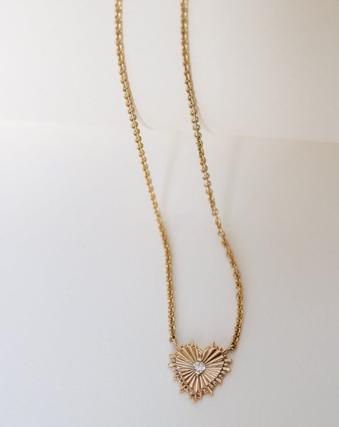 9kt gold and diamond heart art deco pendant