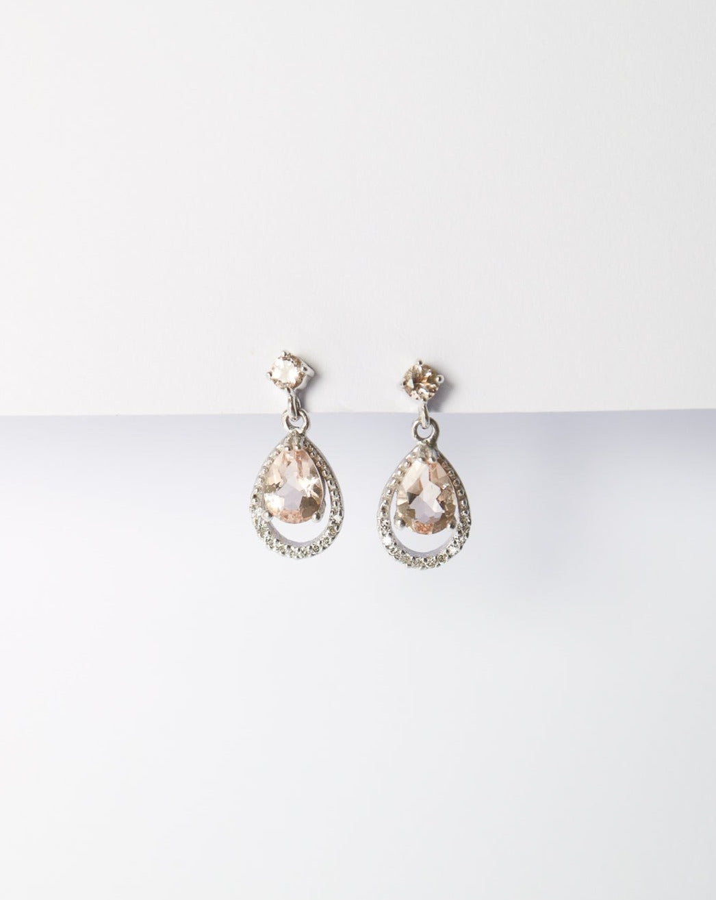 9kt white gold Morganite and Diamond Drop Earrings Bridal by Collective & Co Jewellery South Africa