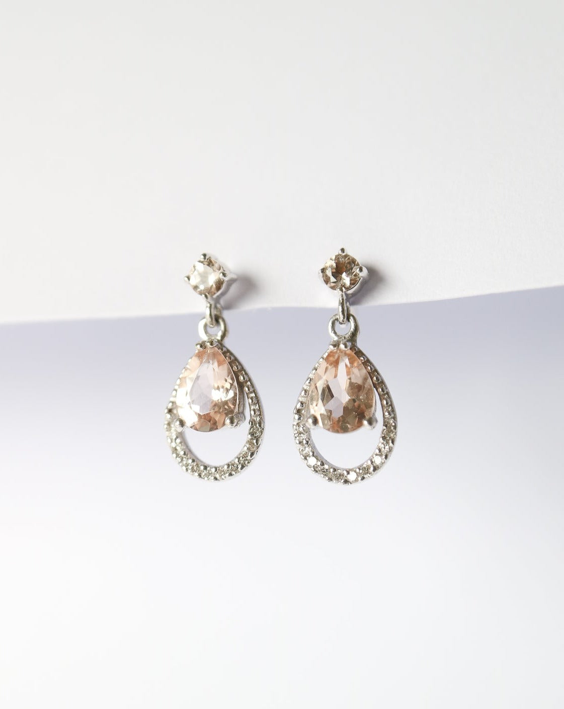 9kt white gold Morganite and Diamond Drop Earrings Bridal by Collective & Co Jewellery South Africa