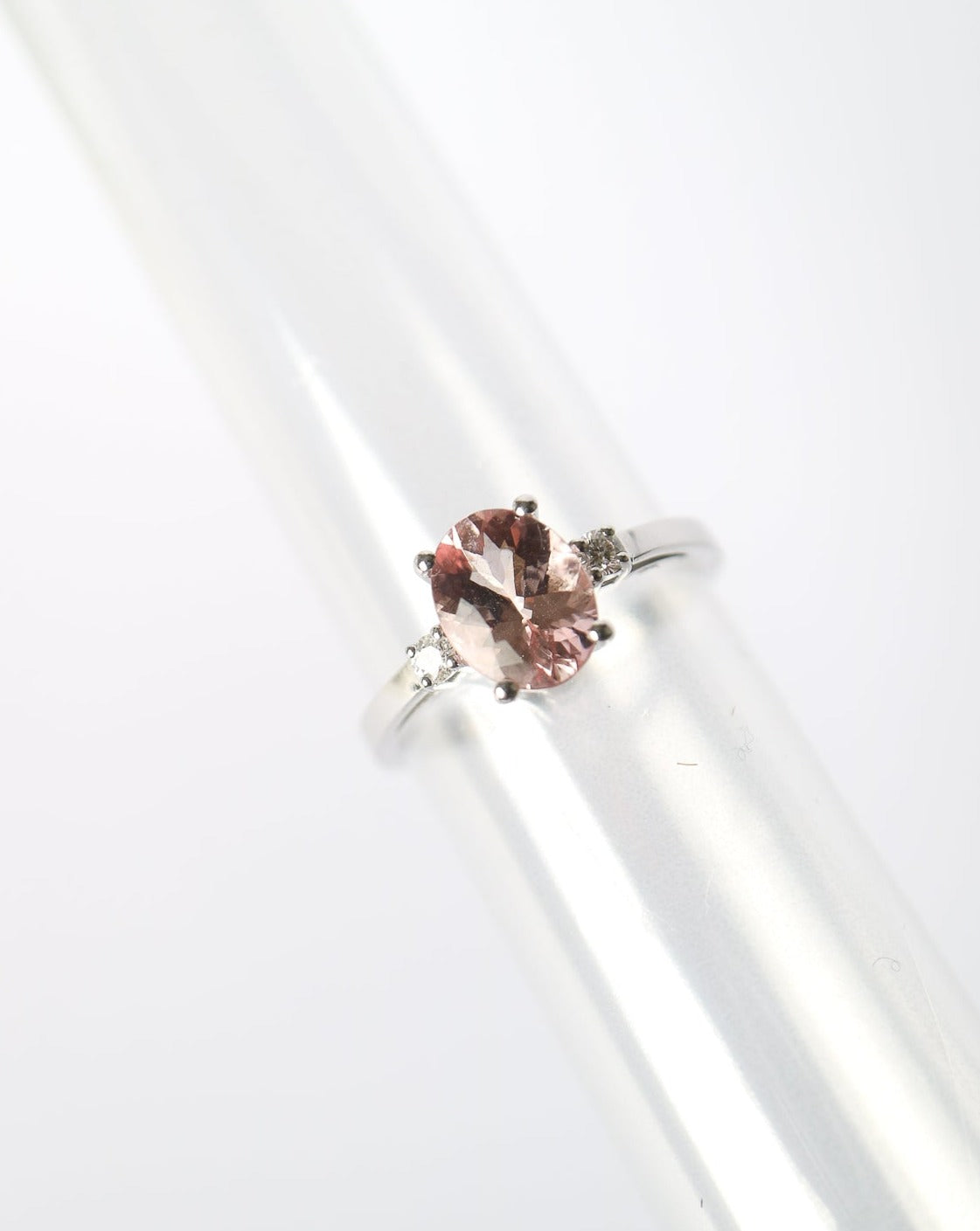 9kt white gold Oval Pink Morganite and Diamond Engagement Ring by Collective & Co Jewellery
