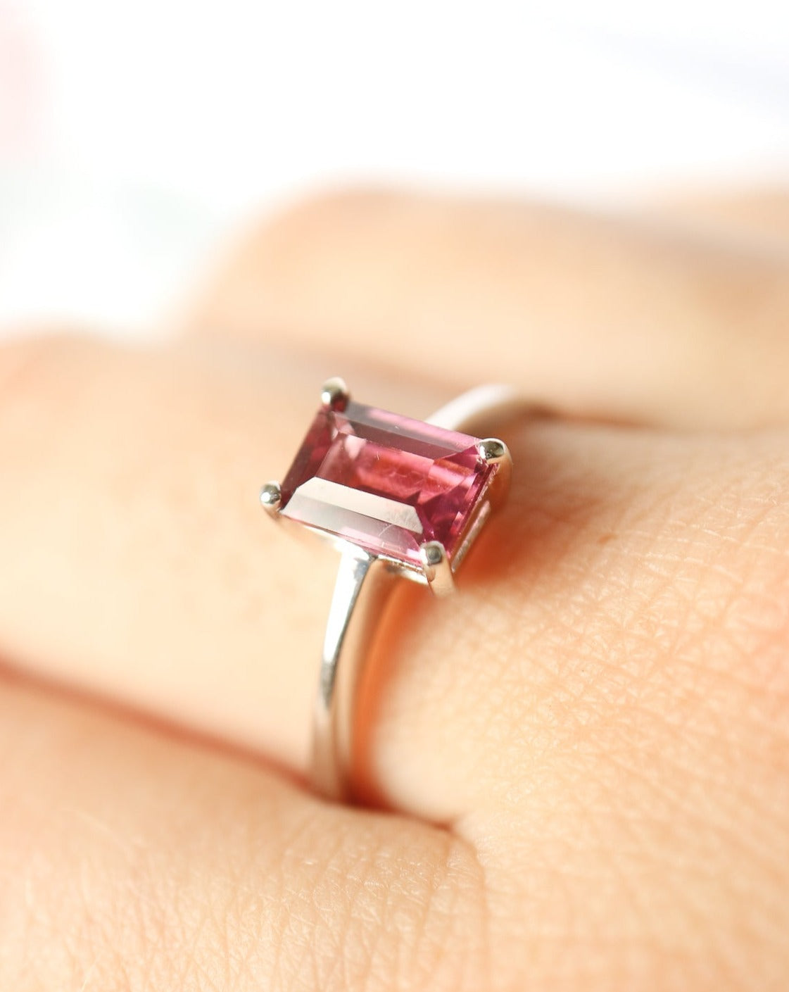 9kt gold Pink Tourmaline Baguette Ring by Collective & Co Jewellery