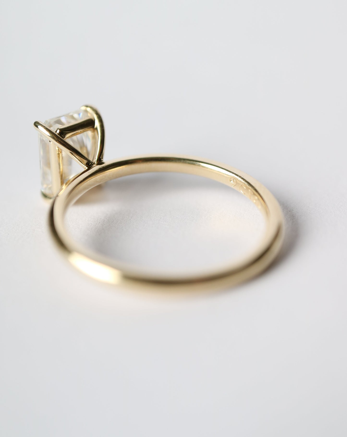 9kt gold Radiant Solitaire Engagement Ring with 2ct moissanite