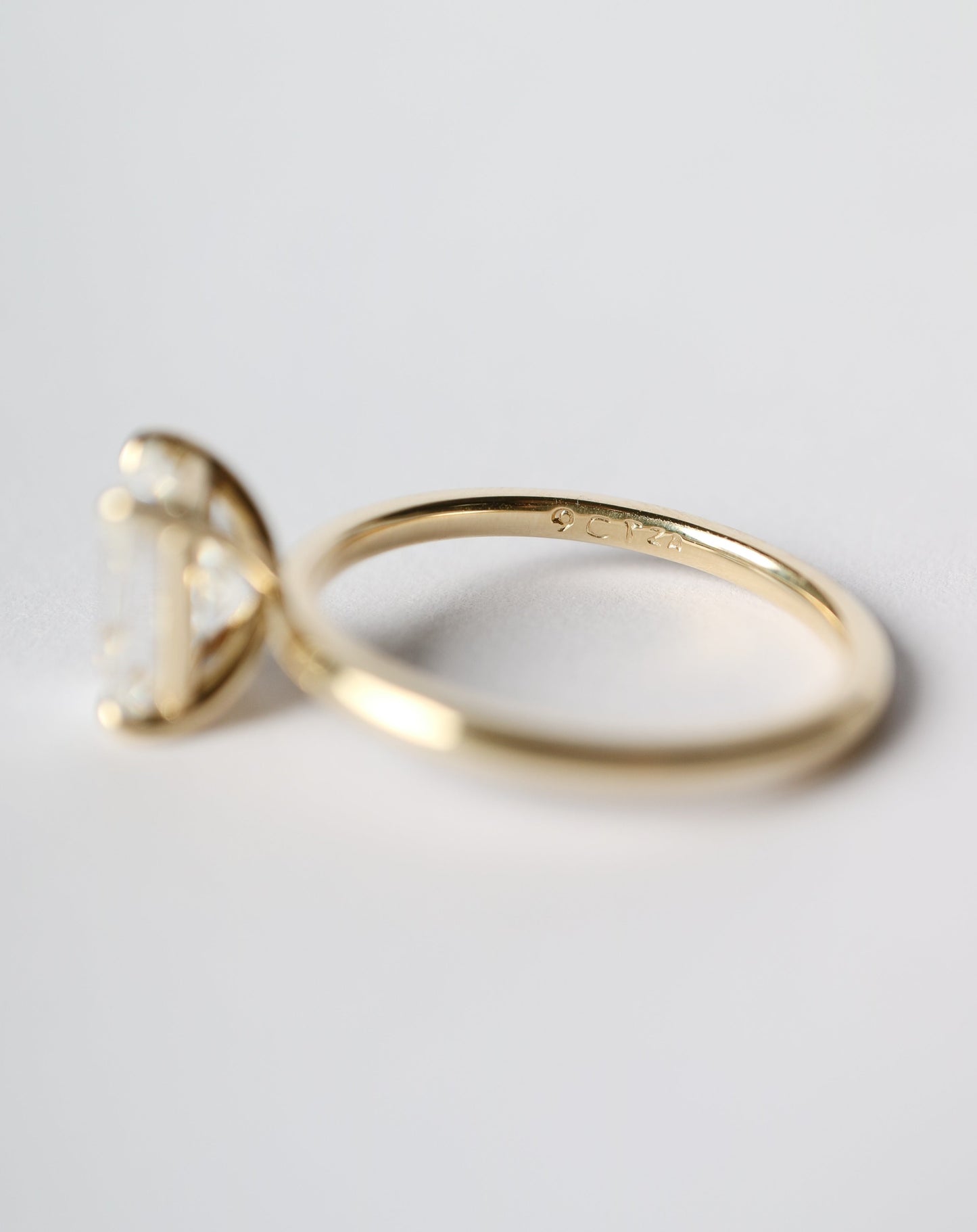 9kt gold Radiant Solitaire Engagement Ring with 2ct moissanite