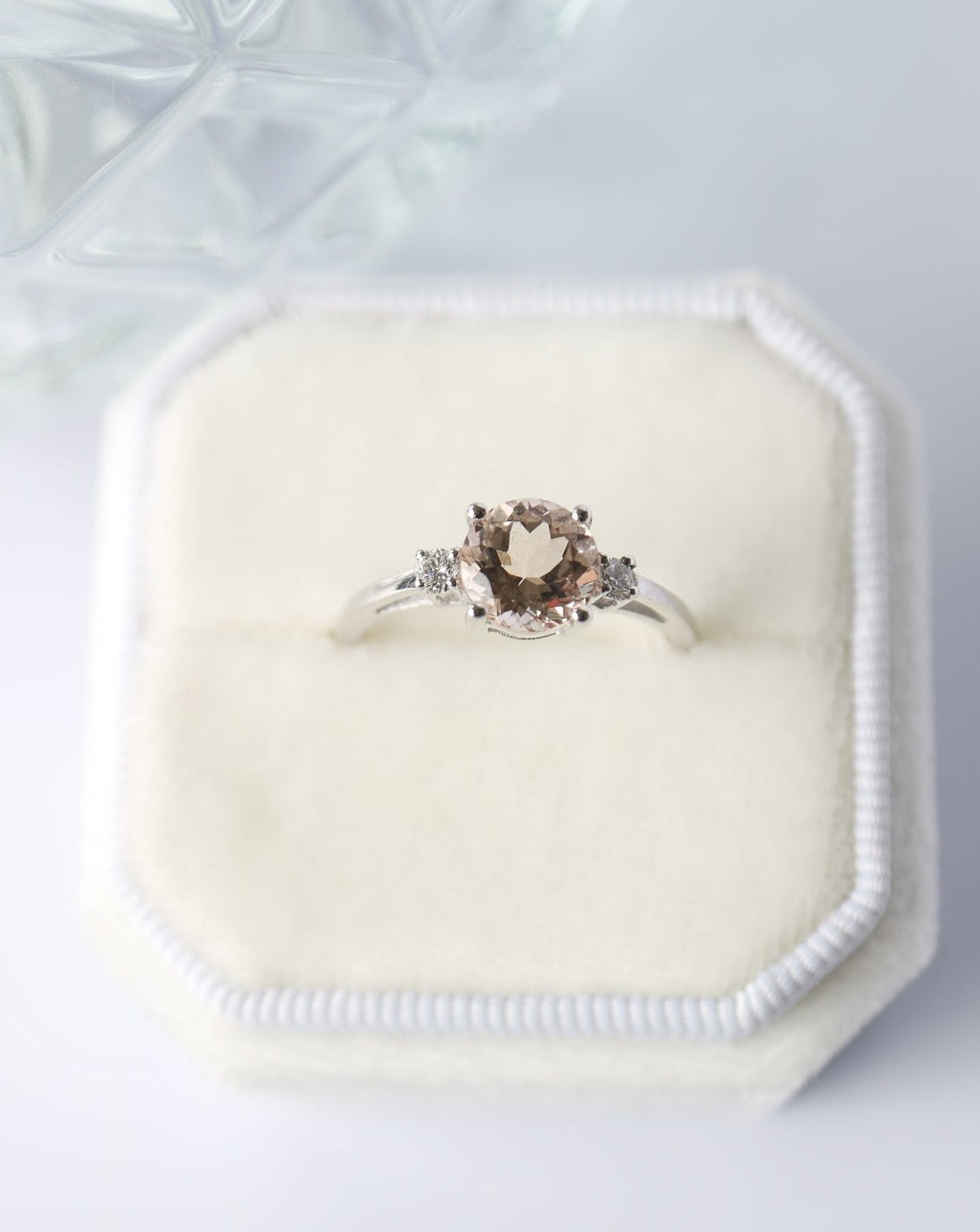 9kt white gold Pink Morganite and Diamond Engagement Ring by Collective & Co Jewellery