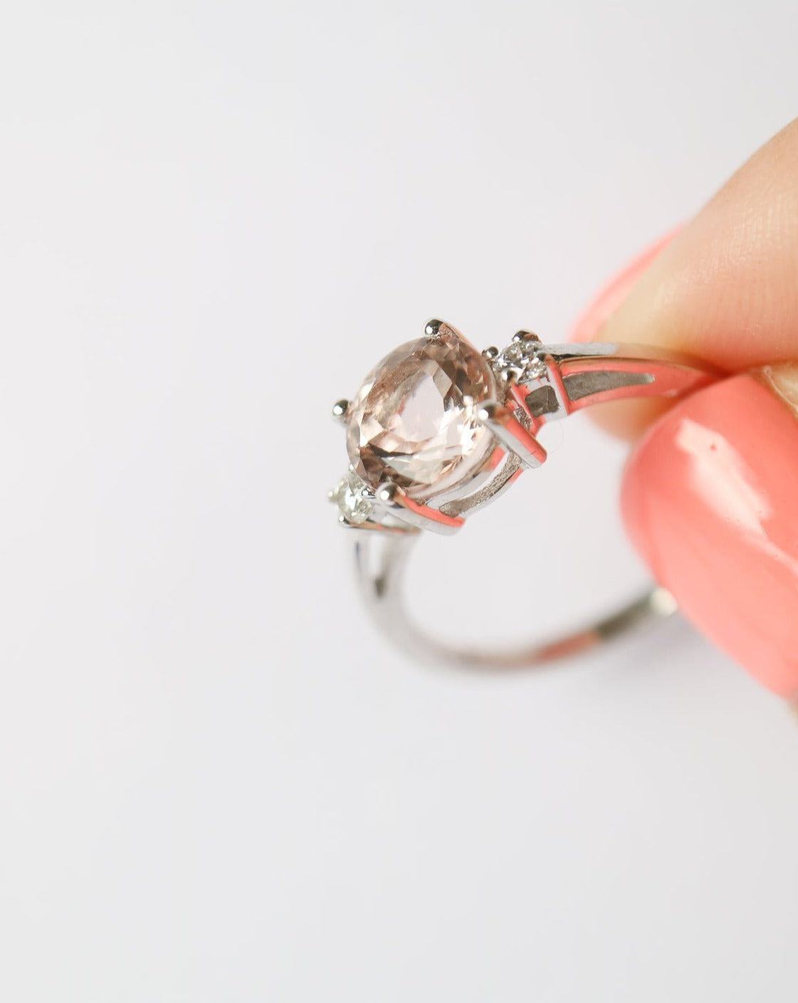 9kt white gold Pink Morganite and Diamond Engagement Ring by Collective & Co Jewellery