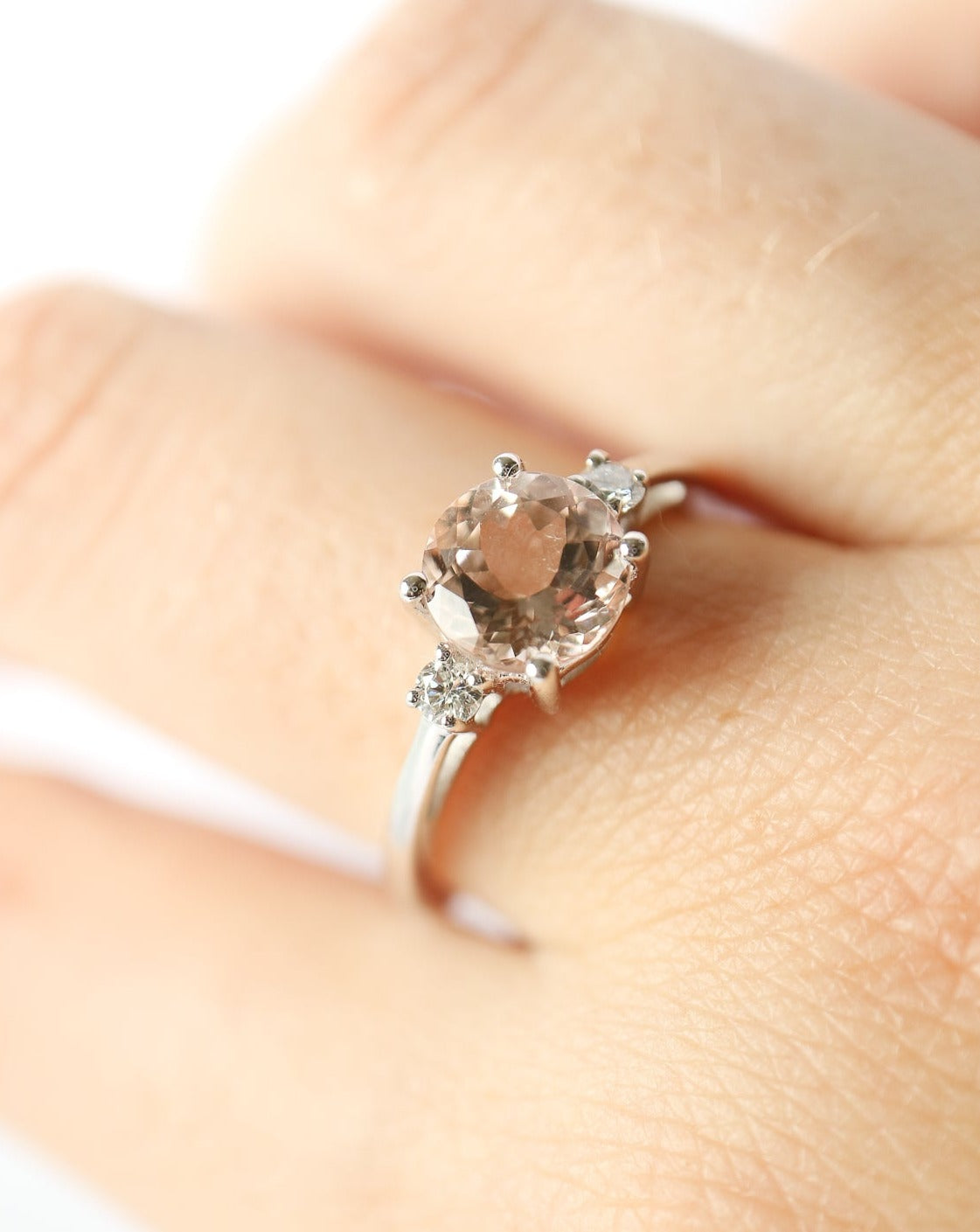 9kt white gold Pink Morganite and Diamond Engagement Ring by Collective & Co Jewellery