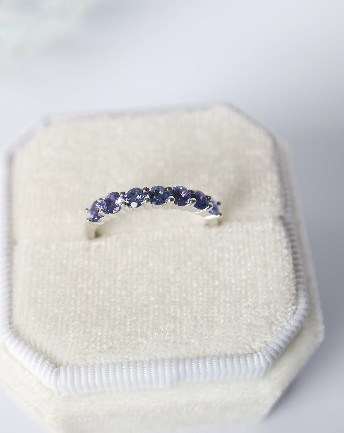 9kt white gold Tanzanite eternity ring by Collective & Co Jewellery
