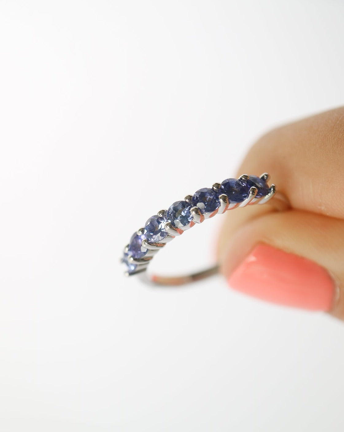 9kt white gold Tanzanite eternity ring by Collective & Co Jewellery